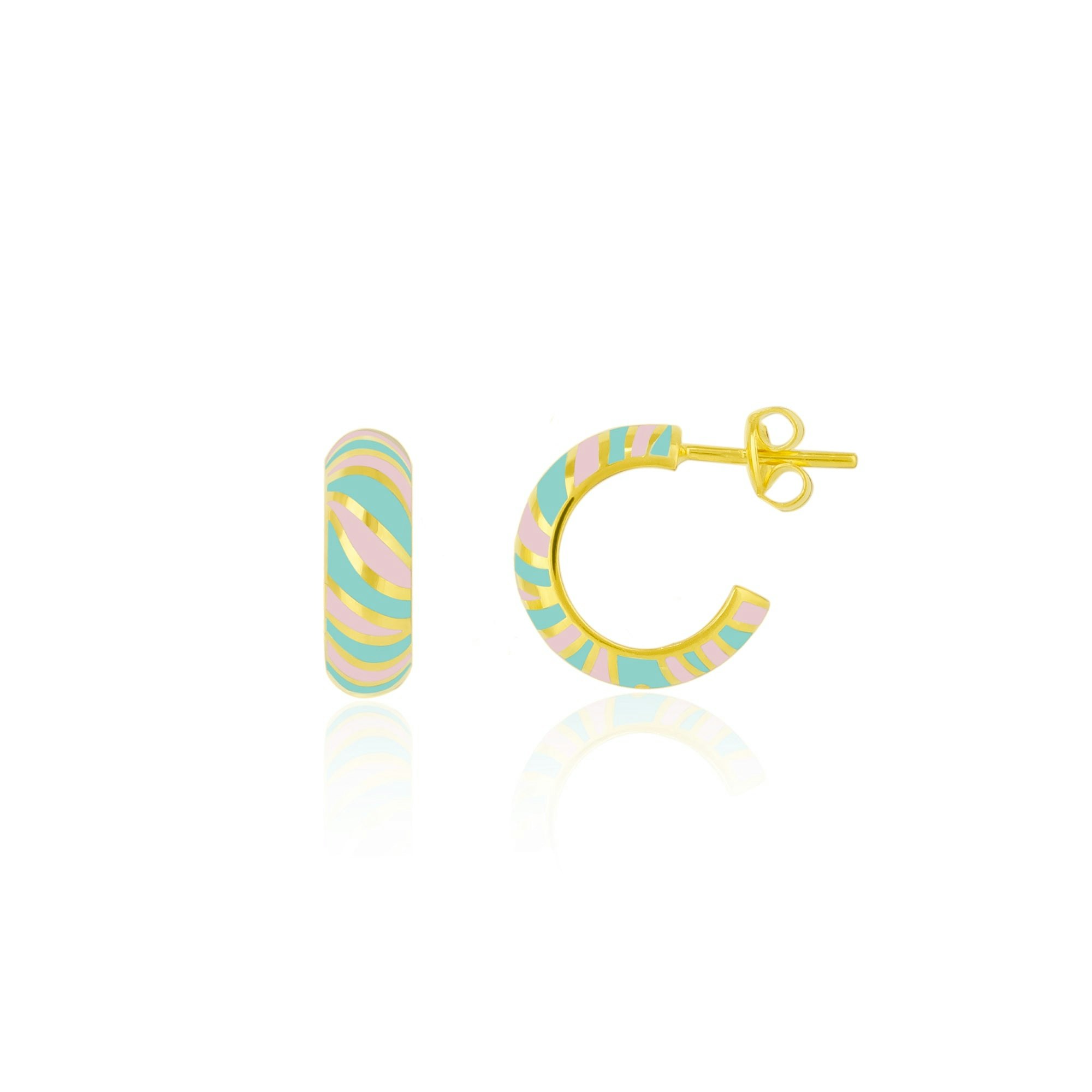 Spero London Silver Enamel Pastel Color Rainbow Sterling Chunky Earrings
