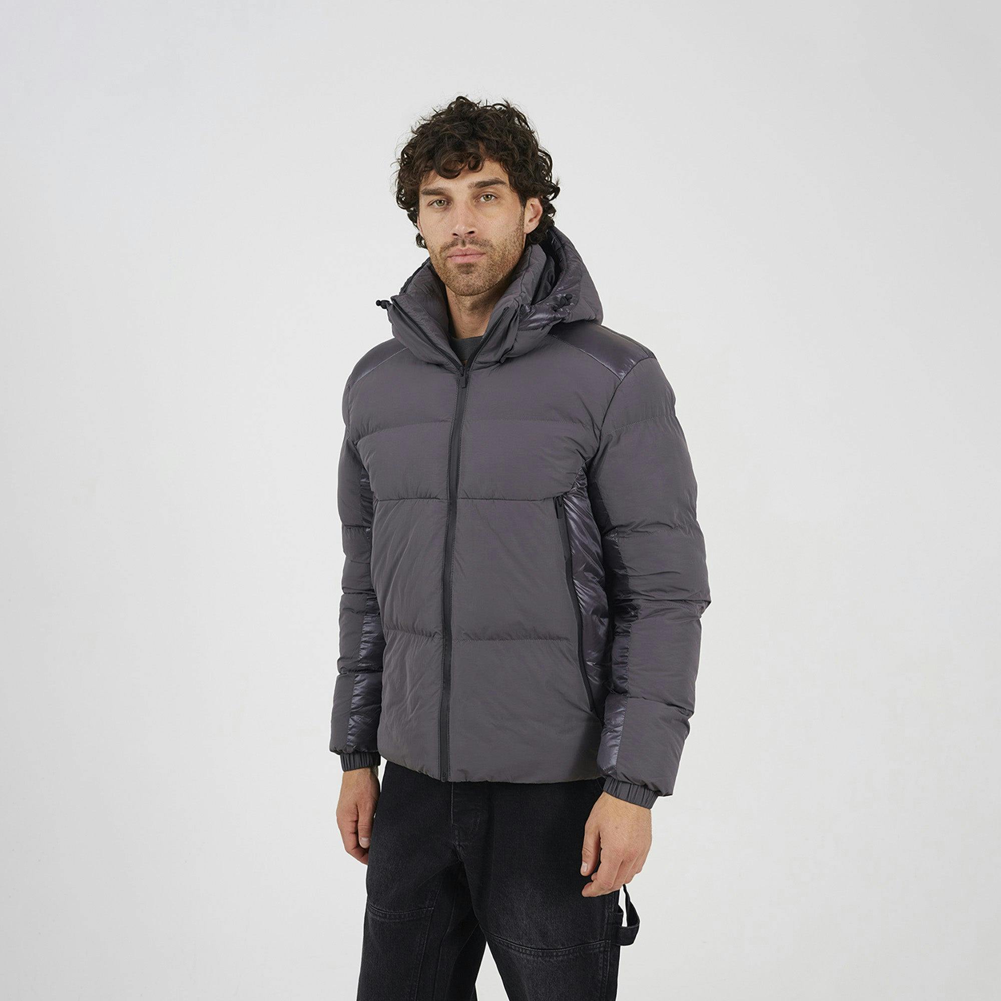 Brave Soul Men's Grey Padded Medium Puffer Jacket - Small - Image 4