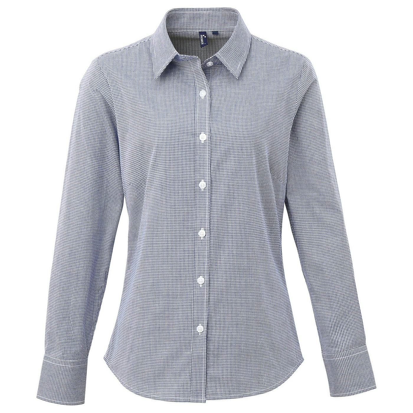Premier (8 Uk, Navy/White) Womens/Ladies Gingham Long-Sleeved Shirt - Image 3