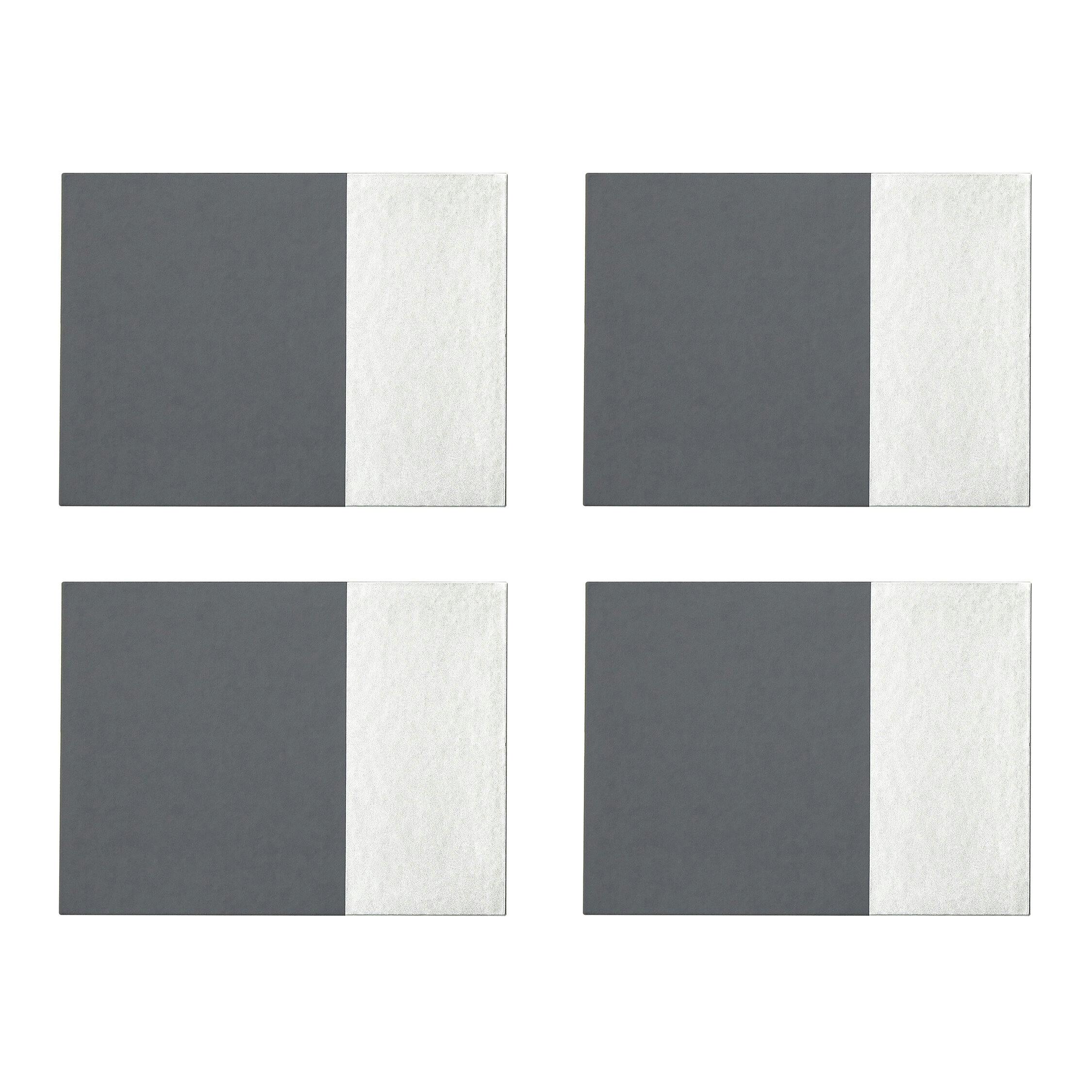 Photos - Tablecloth / Napkin Premier Rackhams Geome Set of 4 Dipped Grey and Silver Placemats 