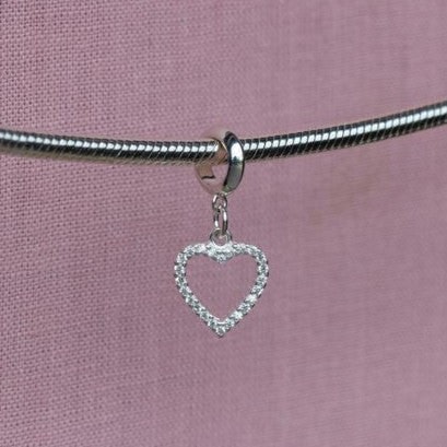 Mylee London Silver Crystal Heart Pendant Charm - Sterling - No - Slider - Slider