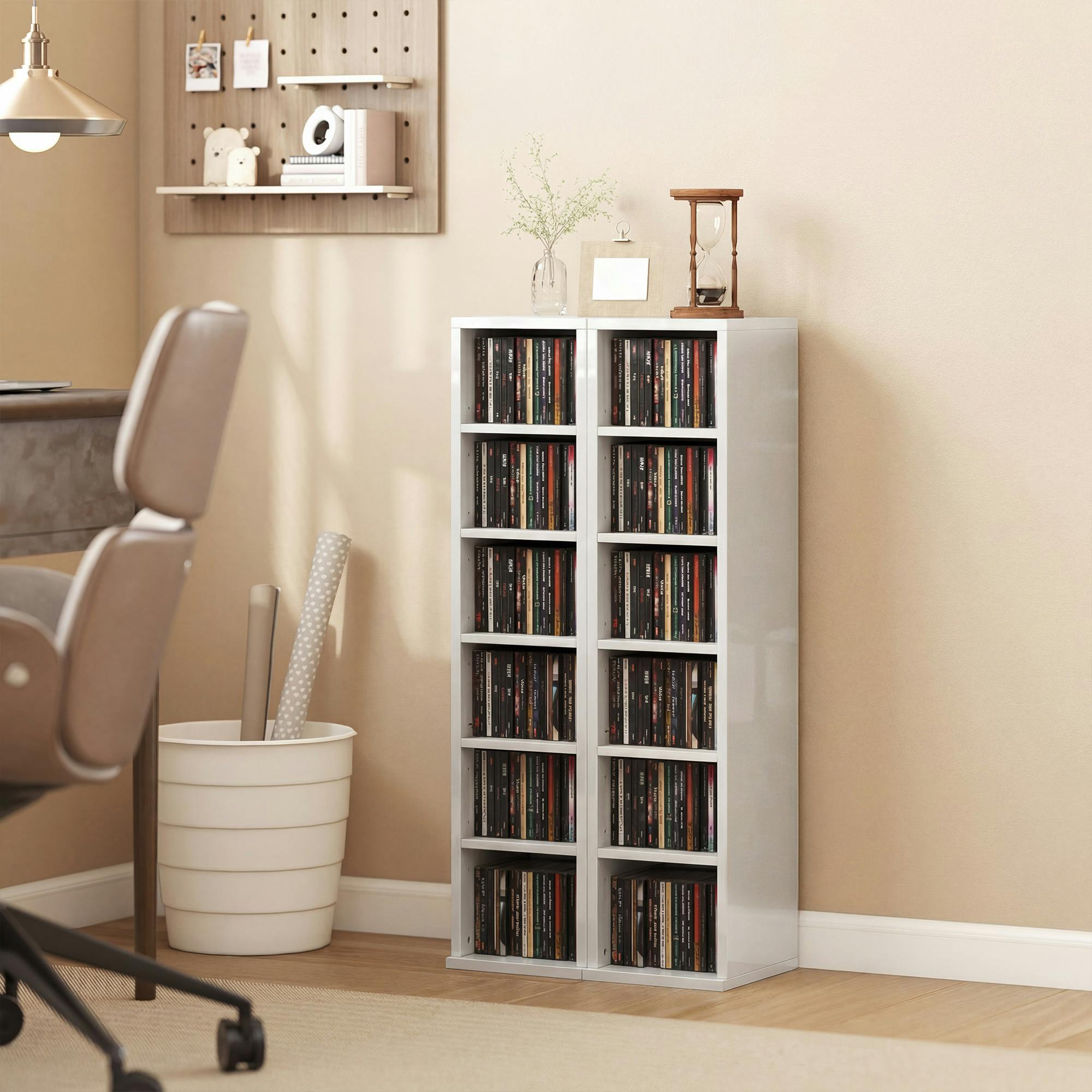 Rackhams White Set Of 2 Cd Storage Units Dvd Shelf With Adjustable Shelves