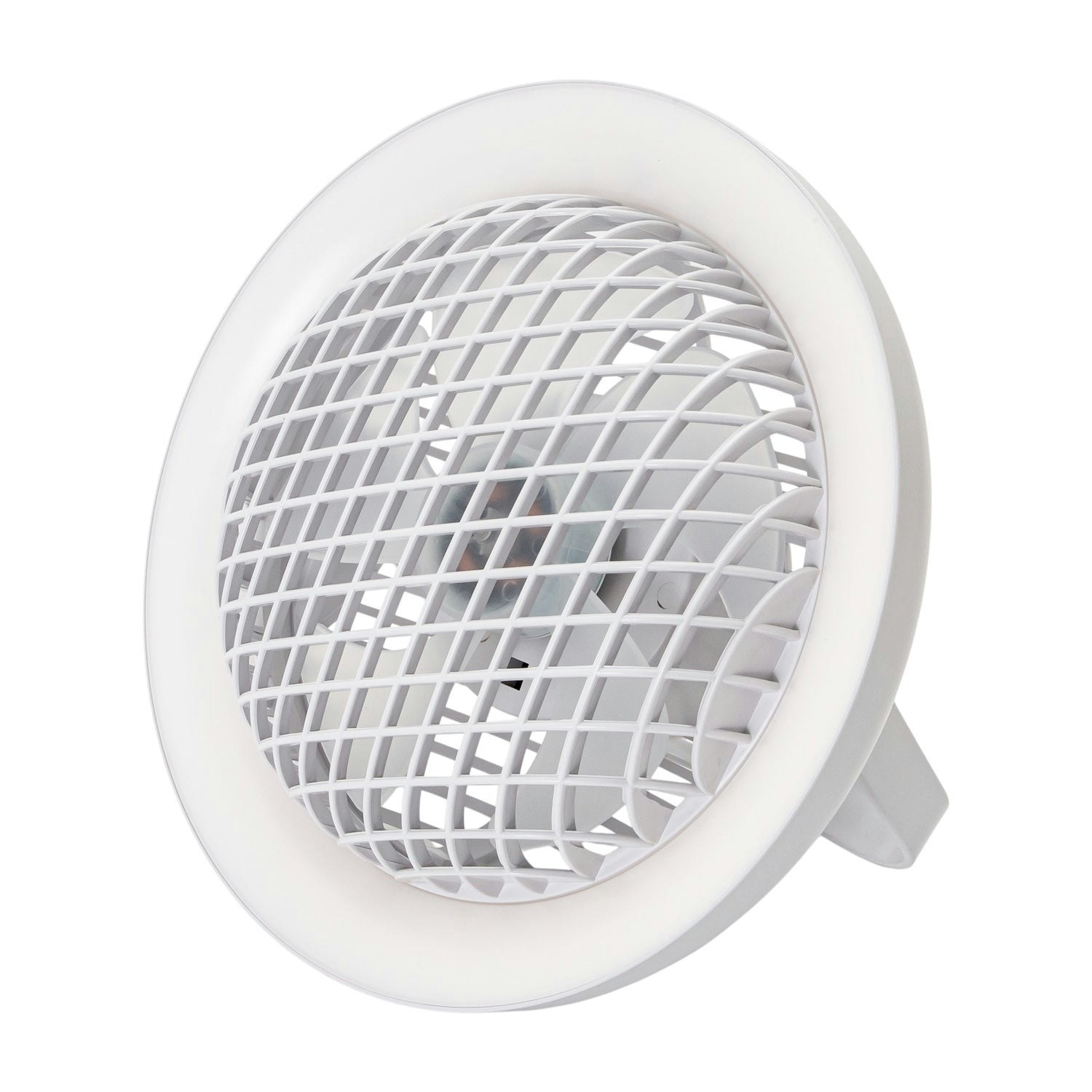 Happy Homewares White/Light Rechargeable 3 Speed Desk Fan With Led Dimmable Ring