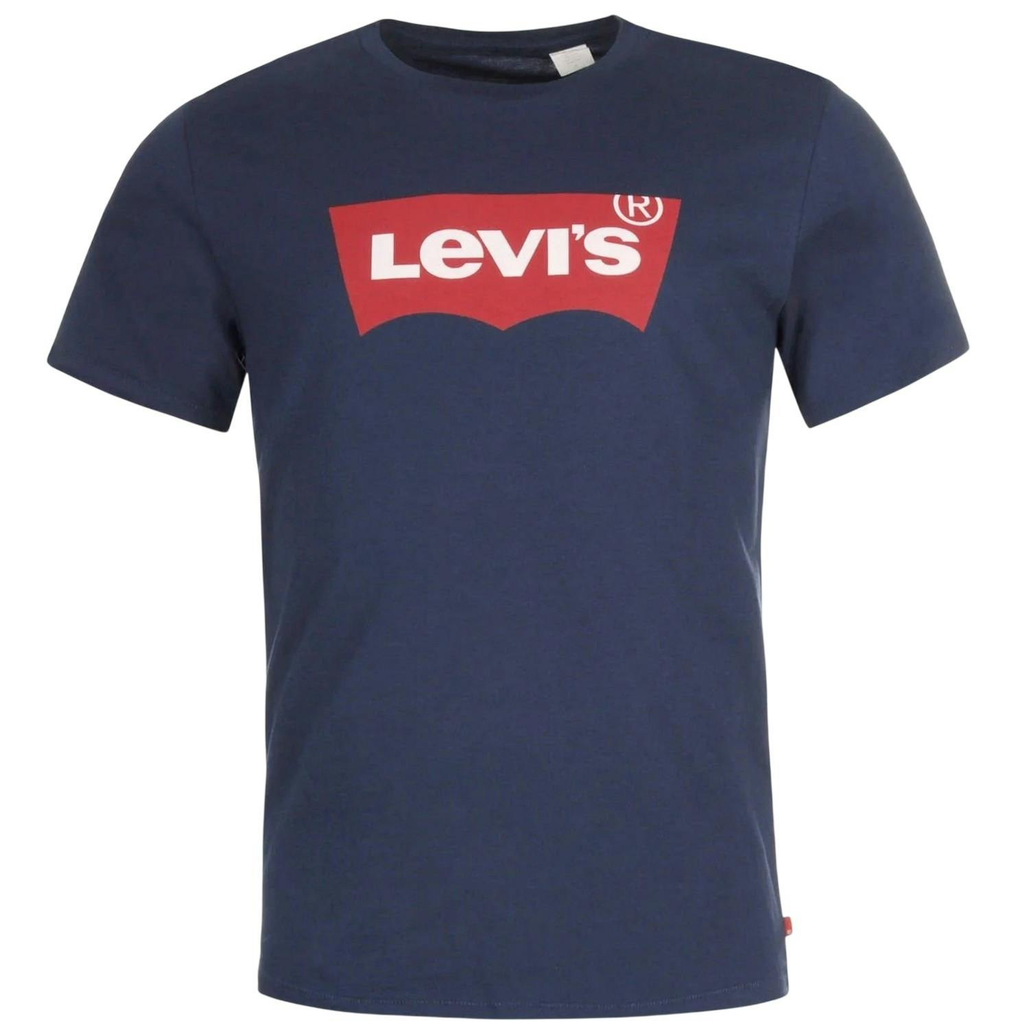 Levis Men's Red Batwing Logo T-Shirt - Navy/ - Xxs - Navy/ - 100% Cotton