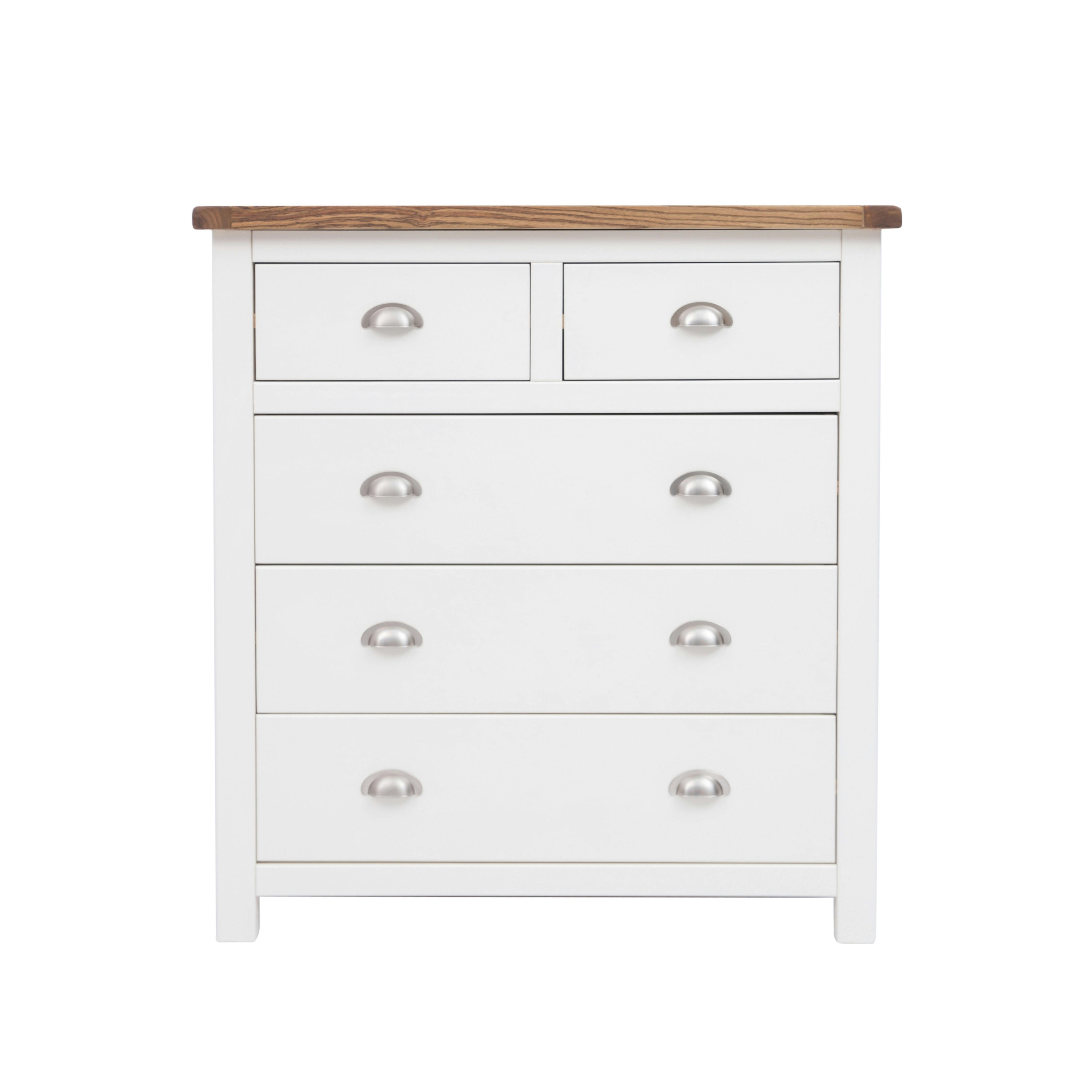 Cabinet Bits White Lovere 5 Drawer Chest Of Drawers Chrome Cup Handle - Off