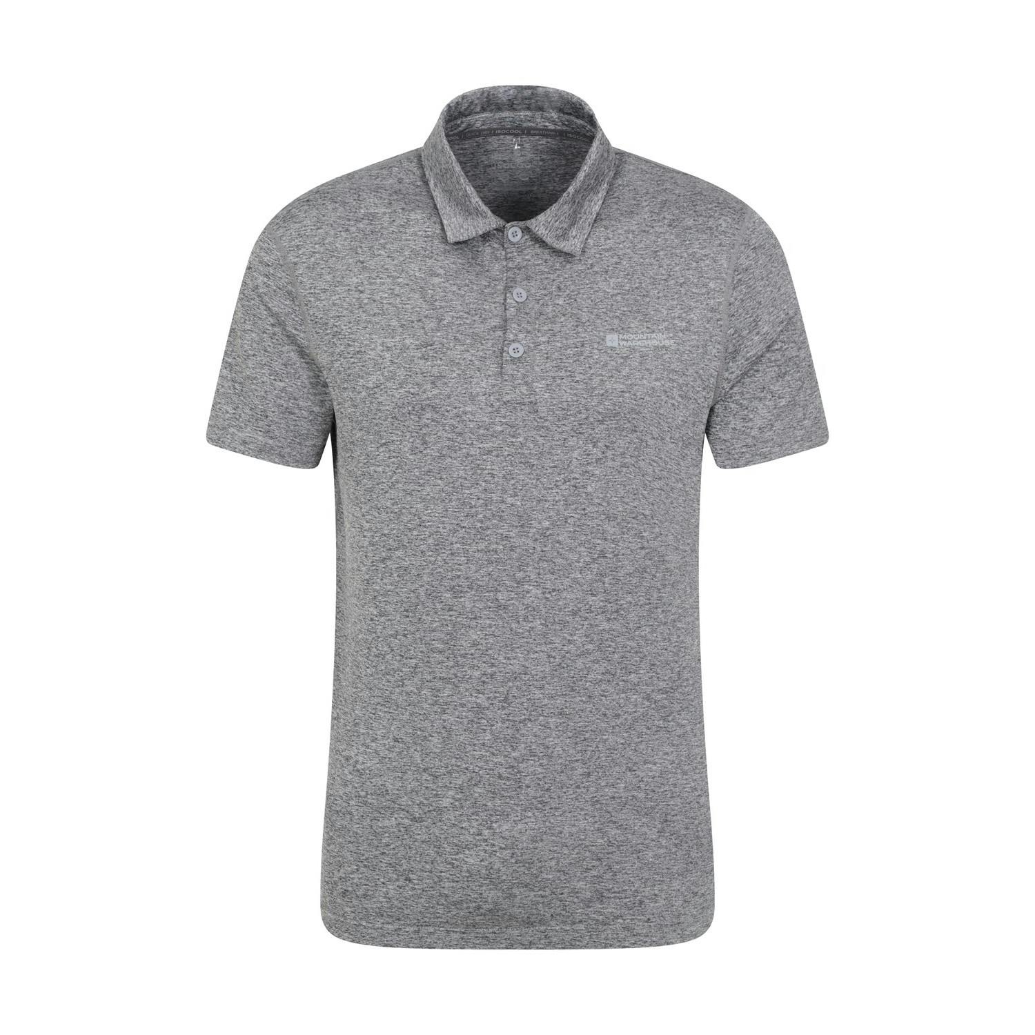 Mountain Warehouse Men's Grey Deuce Isocool Polo Shirt - M - 92% Polyester/8% Elastane