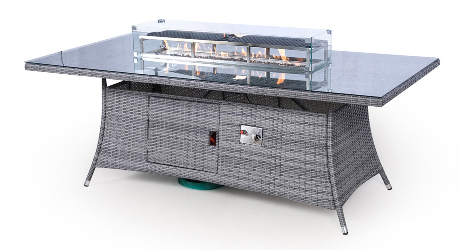 Rackhams Grey Fire Pit 8 Seater Rectangle Rattan Dining Table - 1