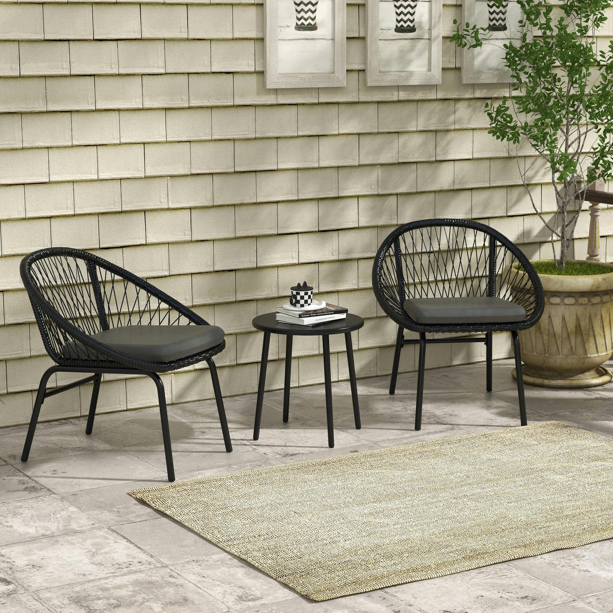 Rackhams 3 Piece Garden Furniture Set, Bistro Set W/ 2 Chairs & 1 Coffee Table