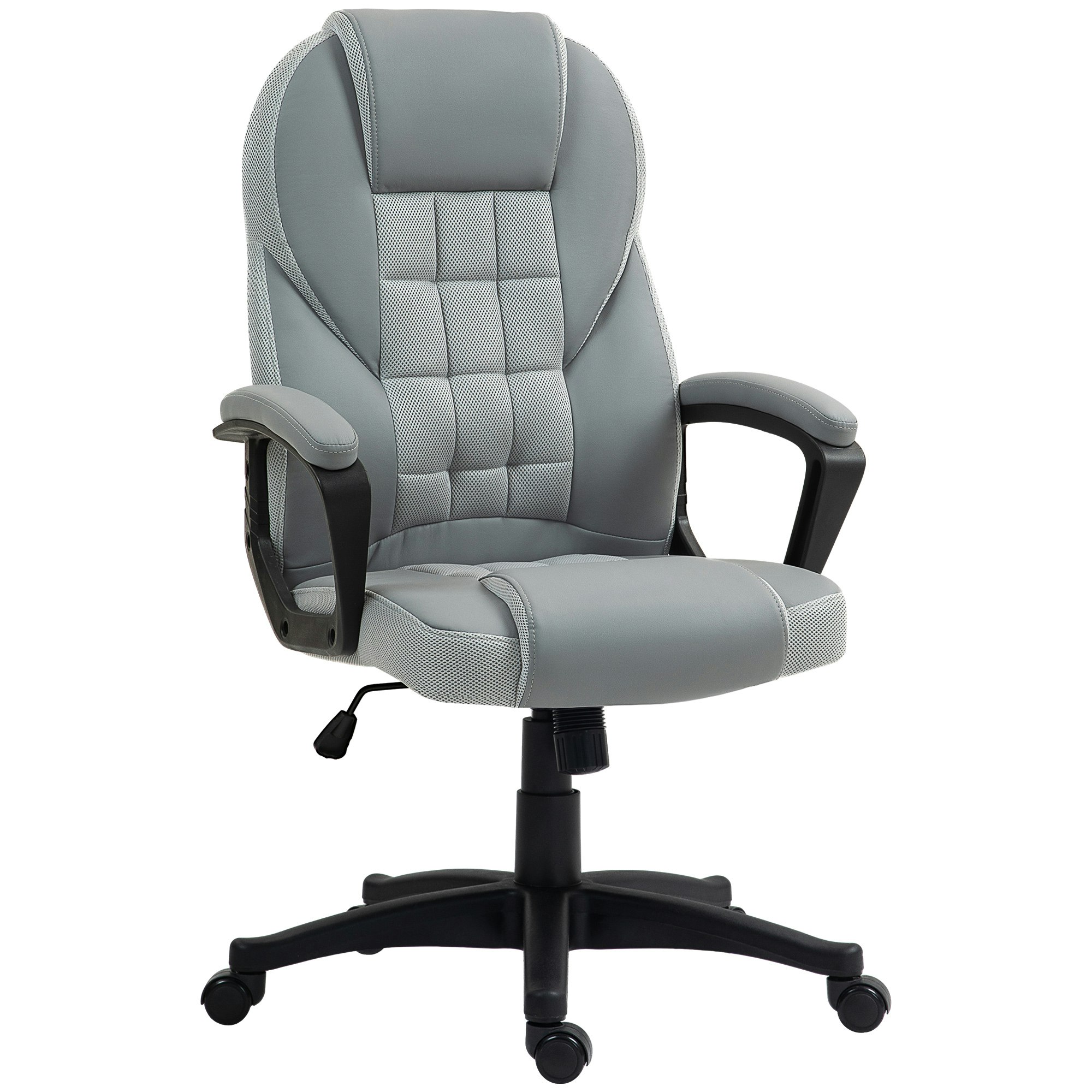 Homcom Grey Executive Office Chair High Back Computer Chair With Armrests