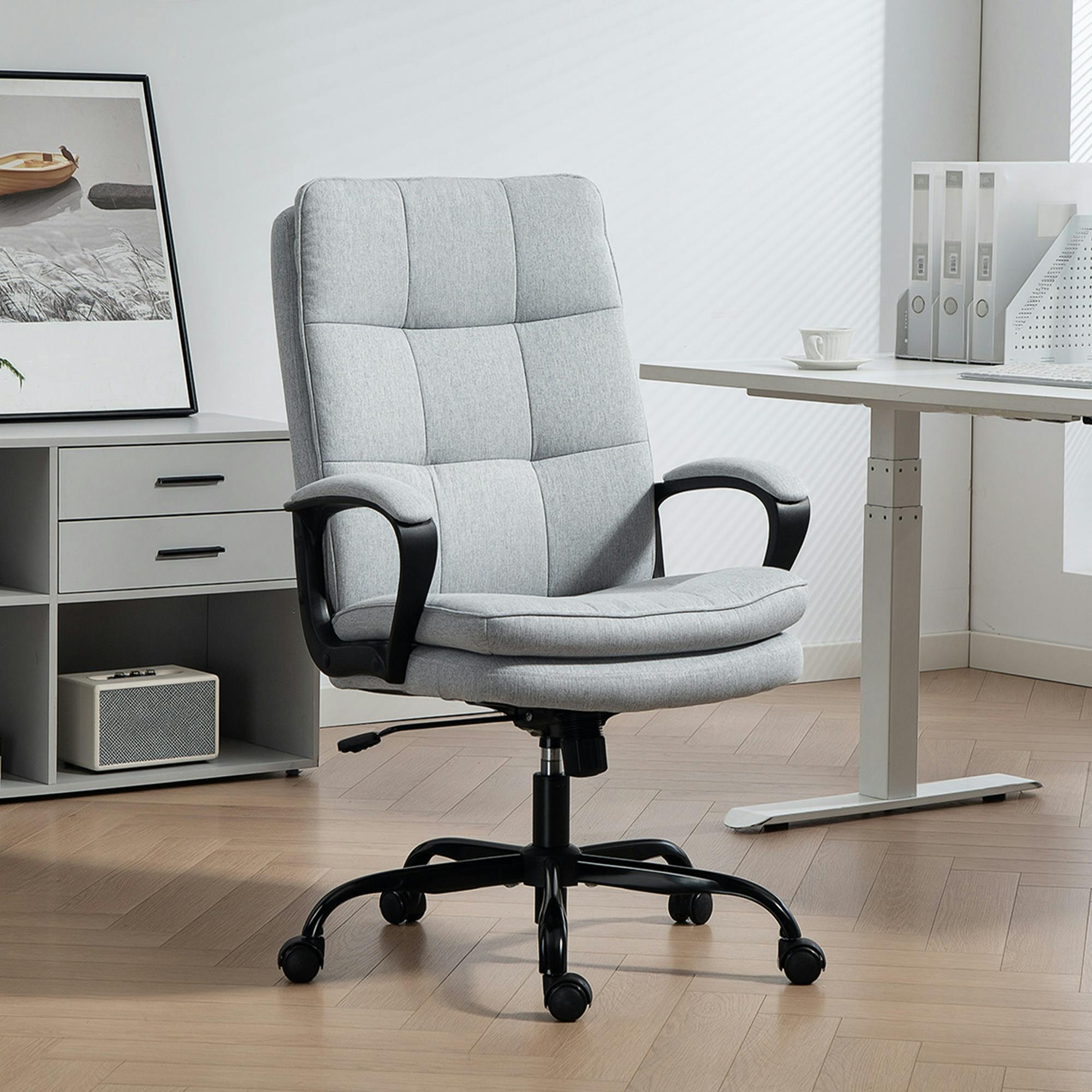 Rackhams Grey/Light Fabric Office Chair, Computer Desk Chair For Home, Charcoal