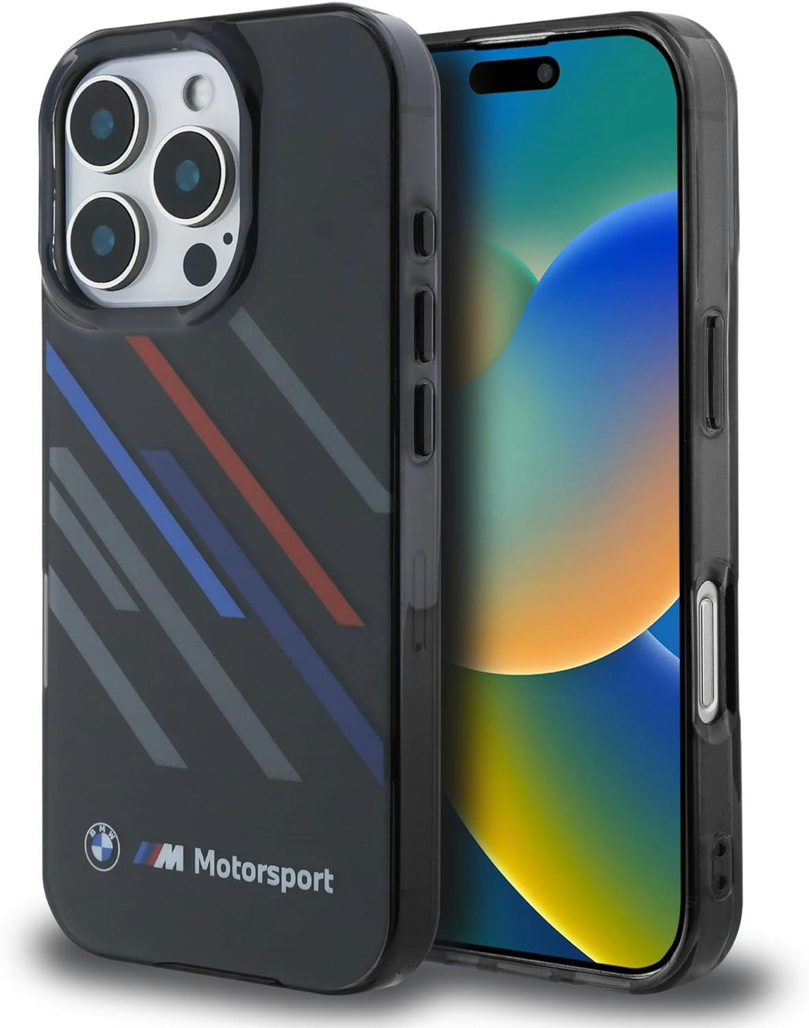 Bmw Black Motorsport Iml Random Stripes Case For Iphone 16 Pro Max 6.9" - Bmhcp16x23htrak