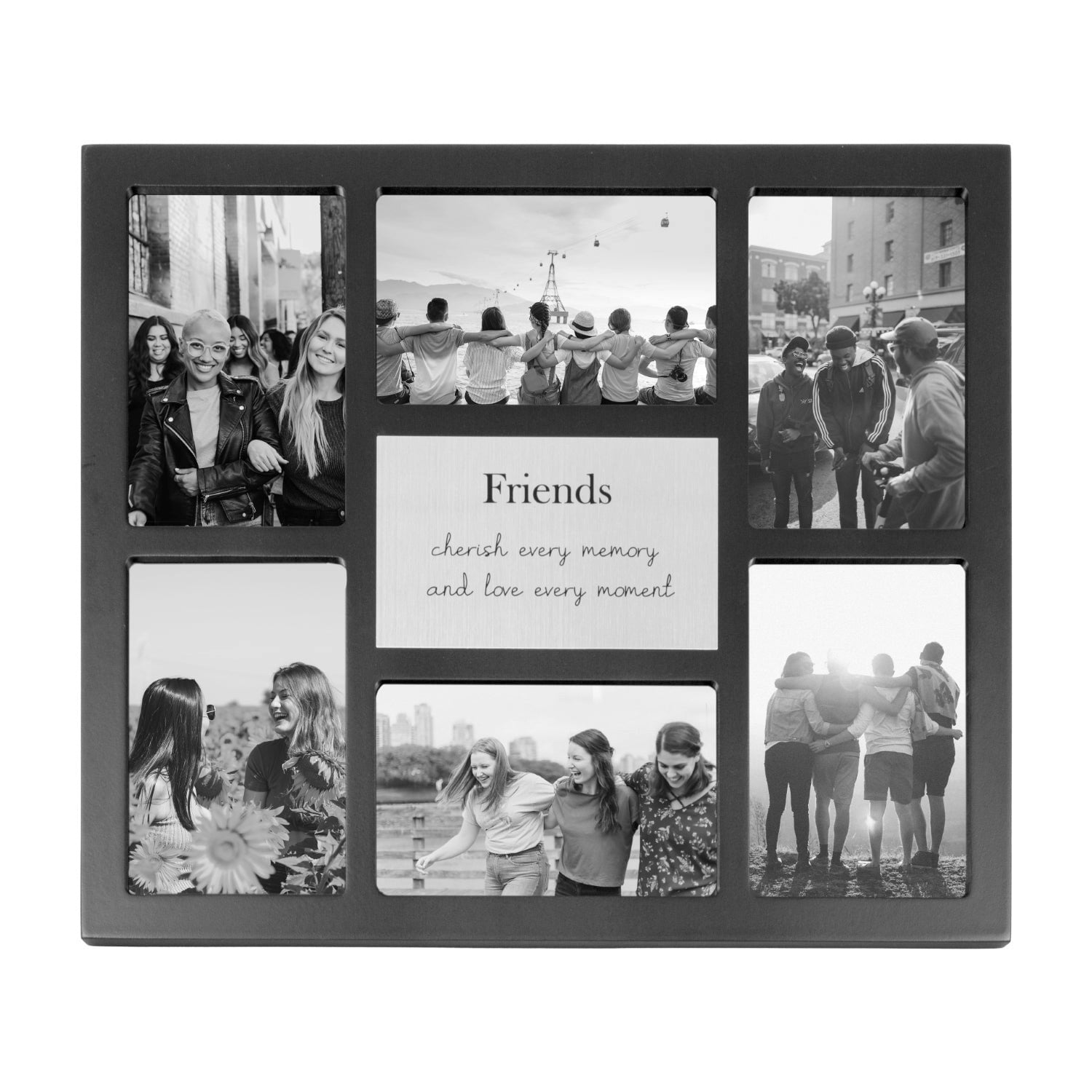 Happy Homewares Black Modern Multi Collage Picture Friends With Family Wording And Cute Phrase