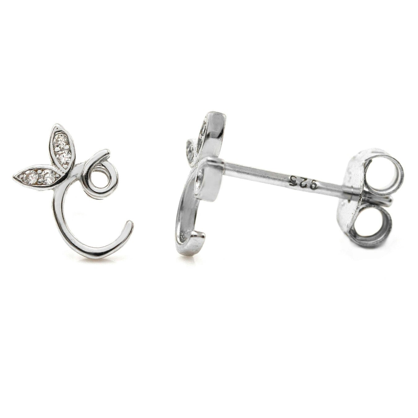 Say It With Silver Winged Initial Earrings - Sterling - C