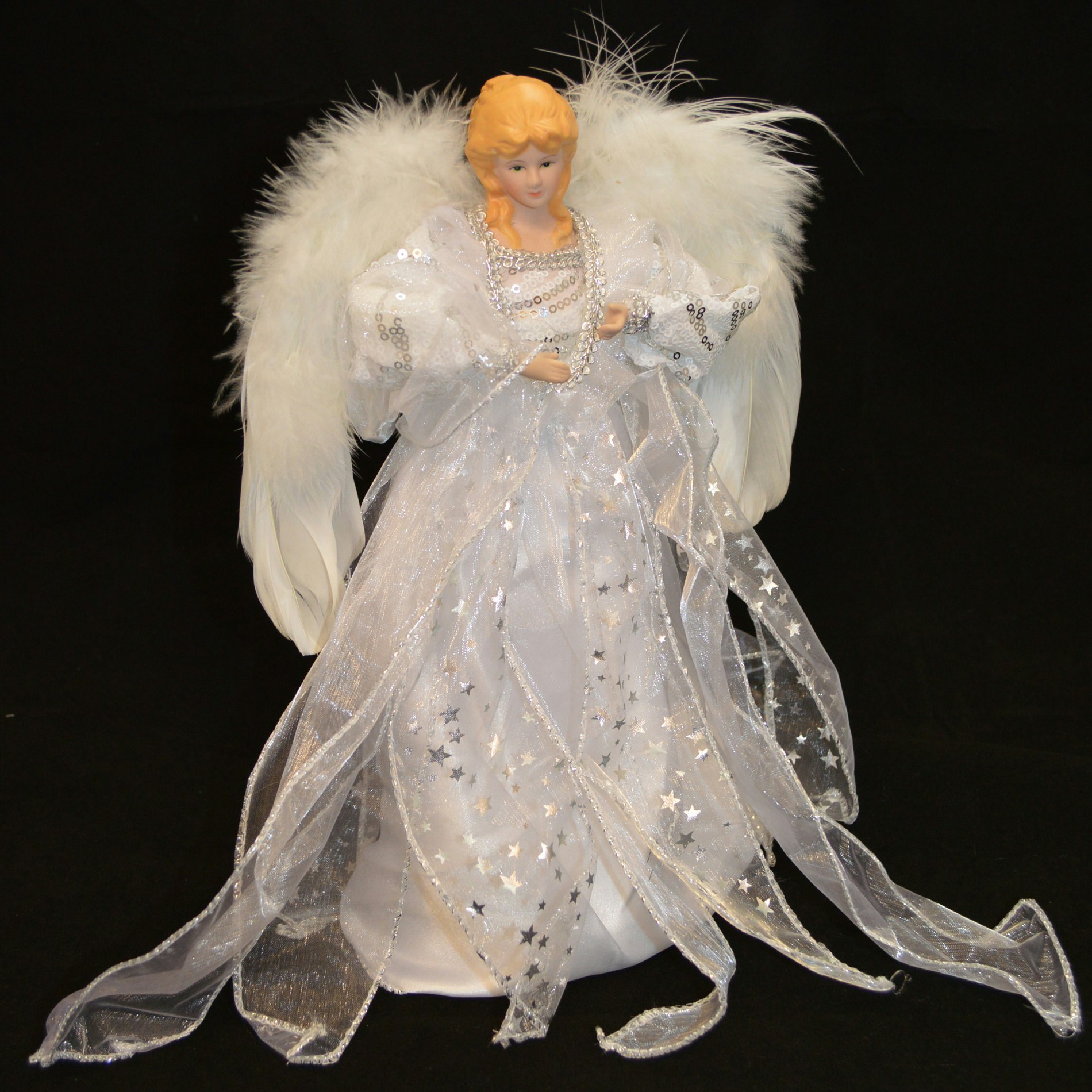 Rackhams White/Silver 30Cm & Christmas Tree Top Fairy Angel House Decoration Ornament