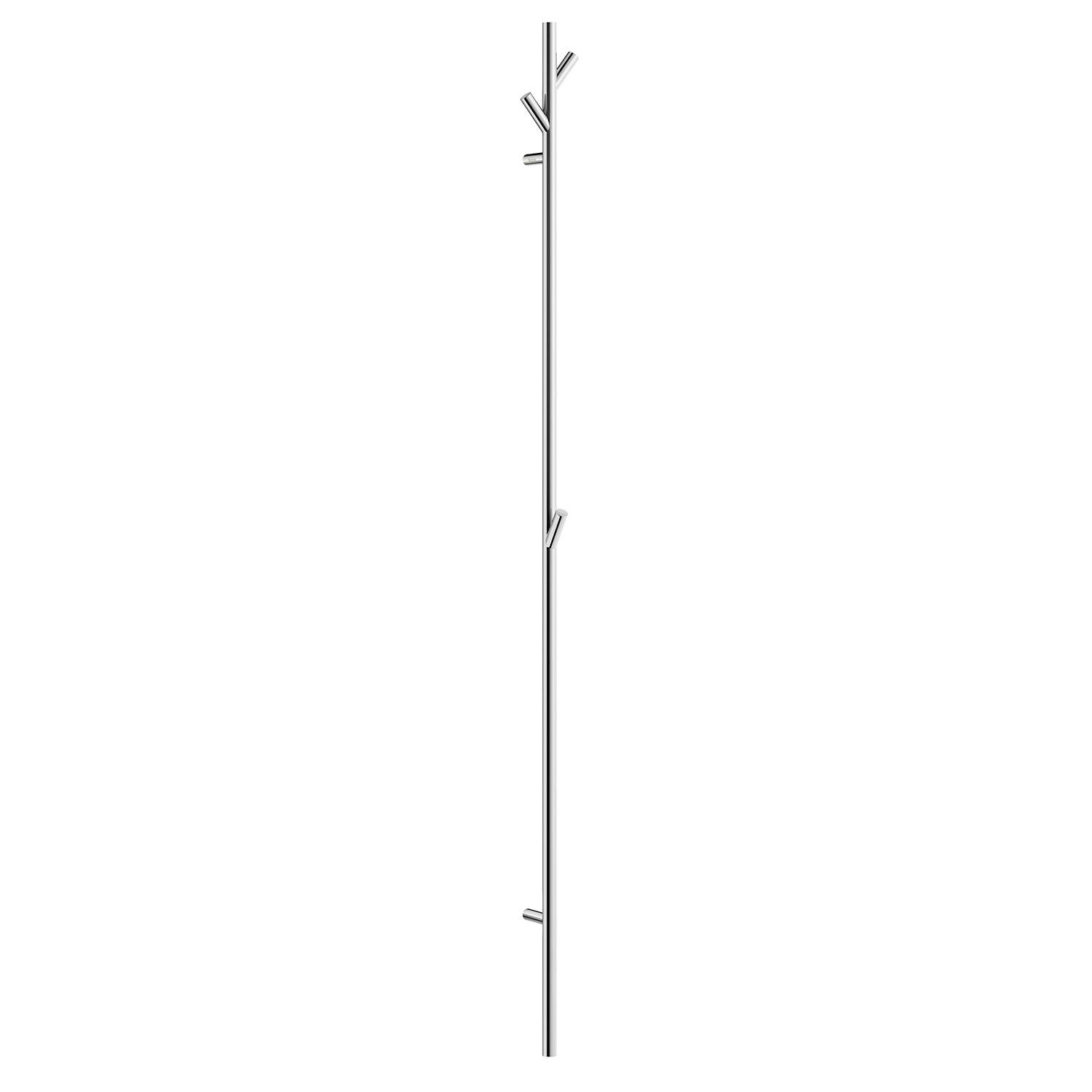 Rackhams Polished Stainless Steel Vertical Hanger Towel Hooks (H)172Cm Wall Mounted Bathroom Storage Robe Hooks Clothes Coat Hanger