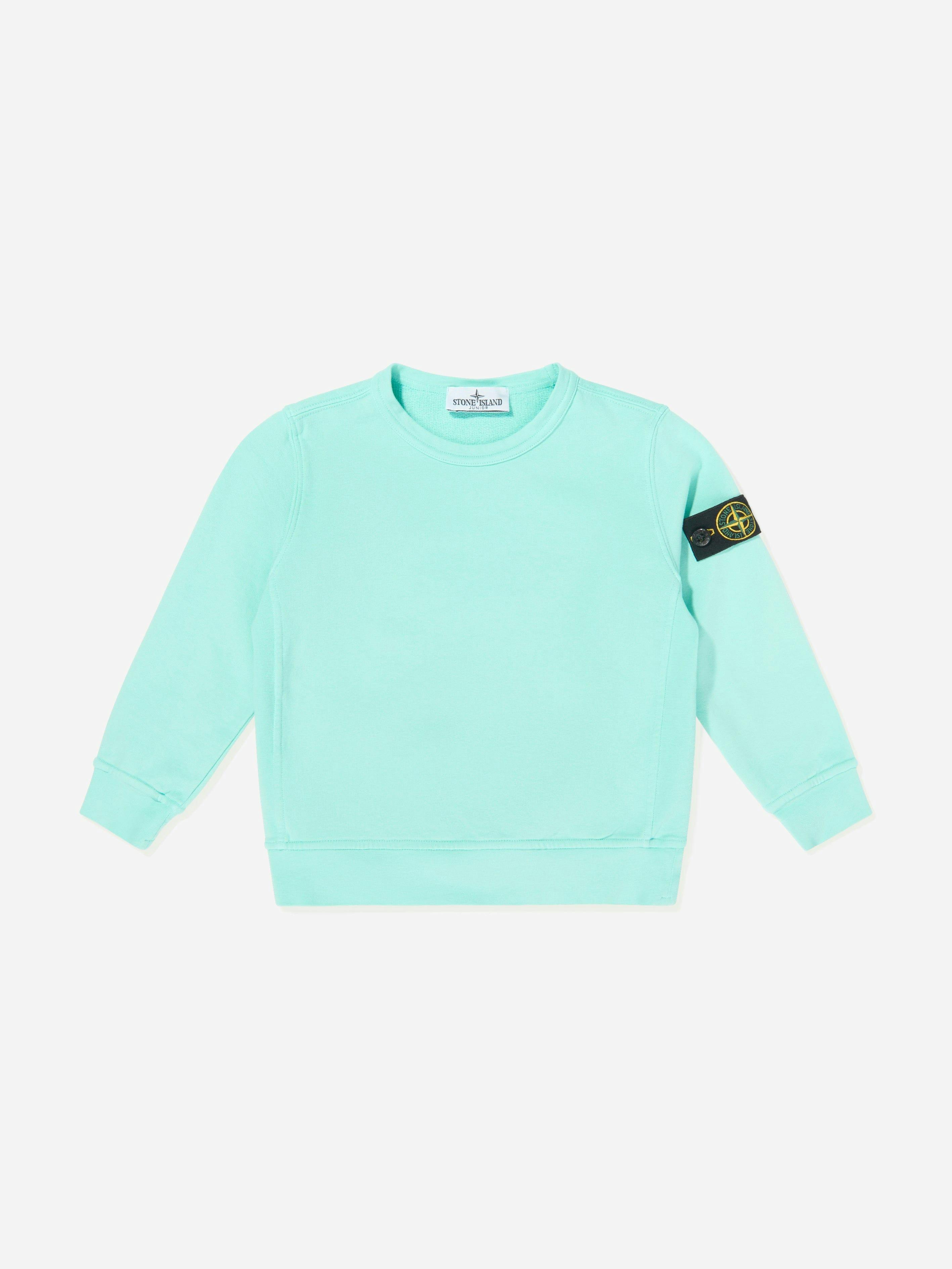 Stone Island Boys Blue Junior Cotton Fleece Sweatshirt In - 12 Yrs