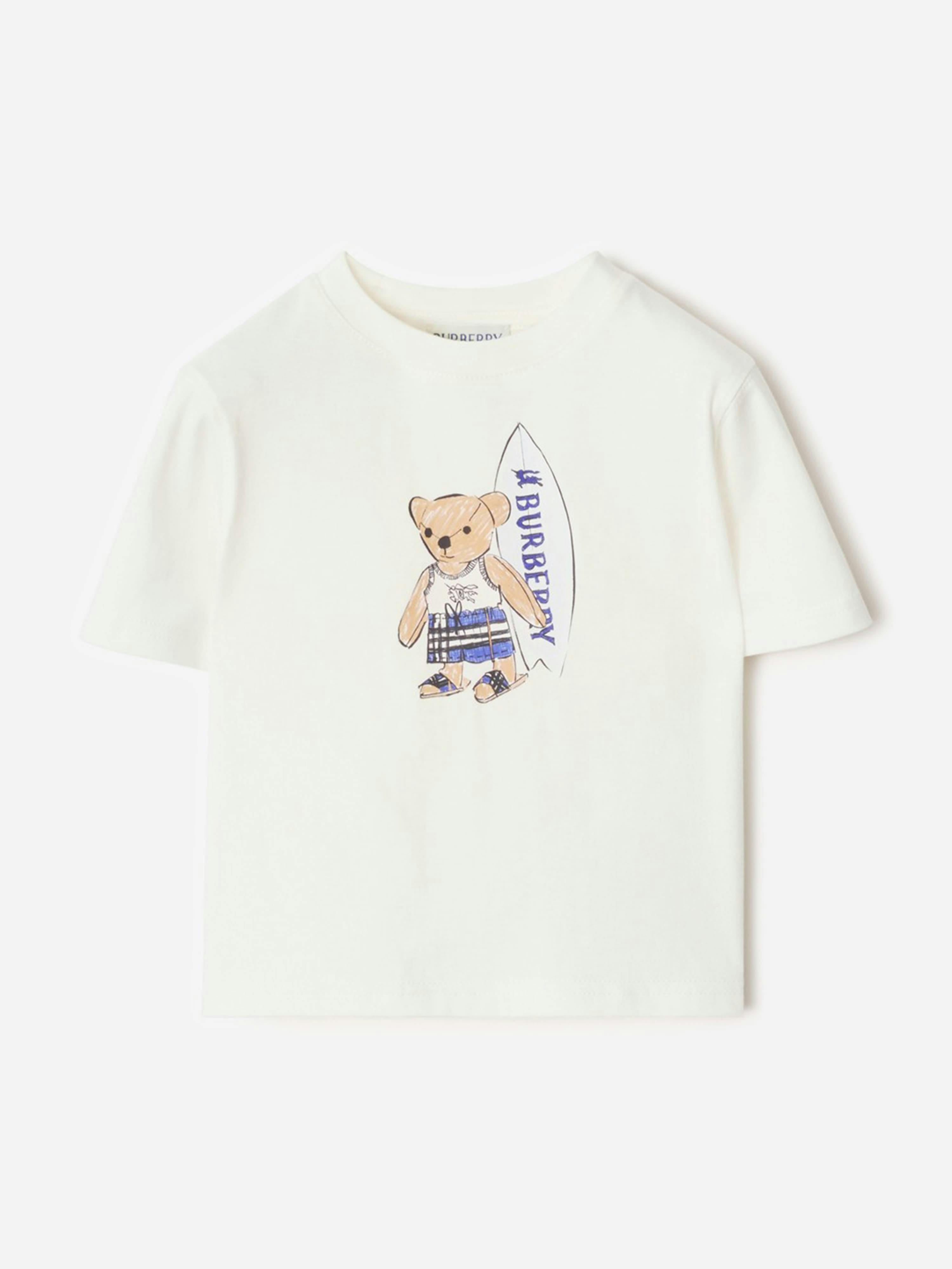 Burberry Kids Boys Ivory Burberry Baby Mini Cedar Teddy Surf T-Shirt In - 6 Mths