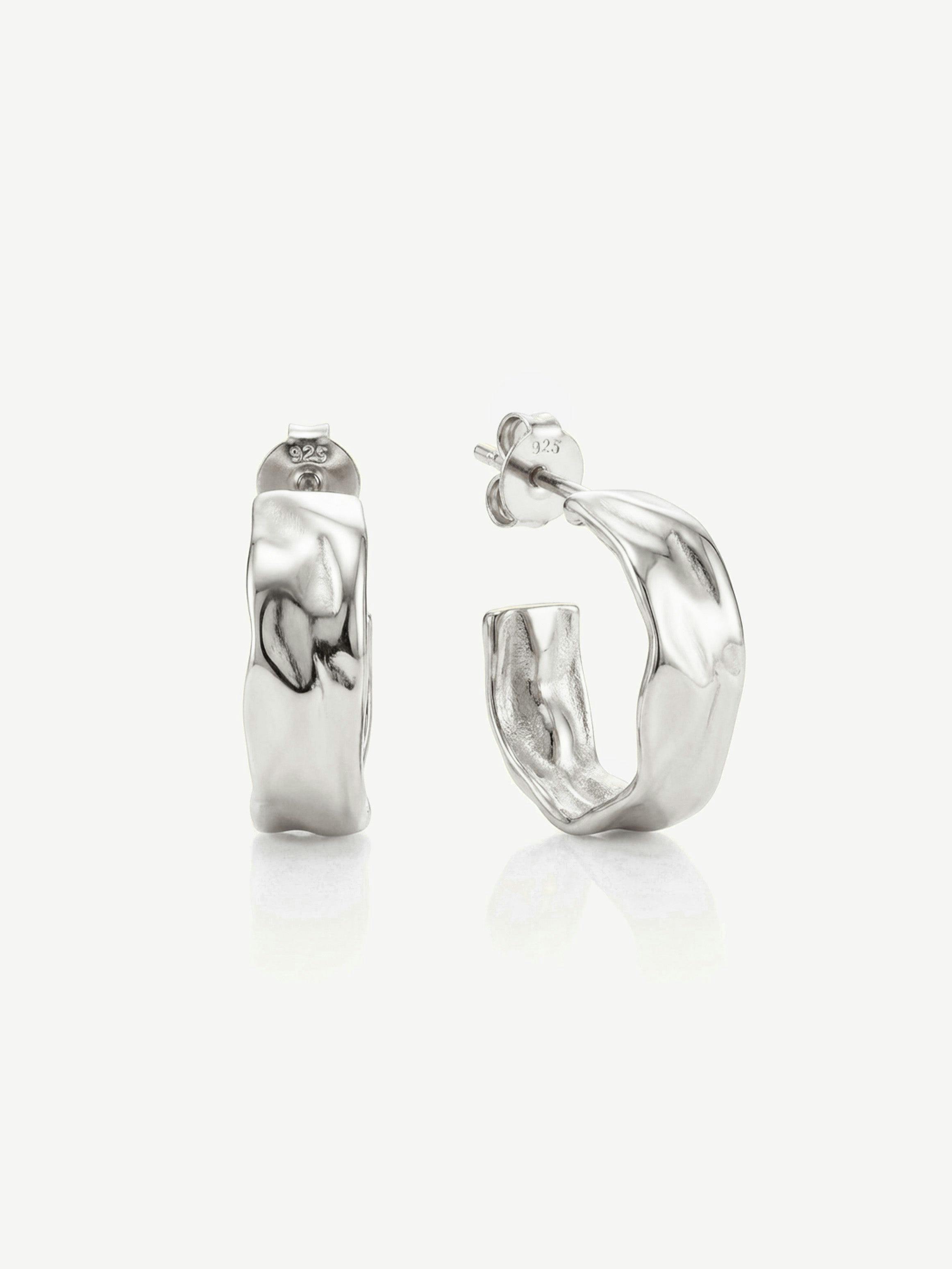 Muchv Silver Molten Small Hoop Earrings
