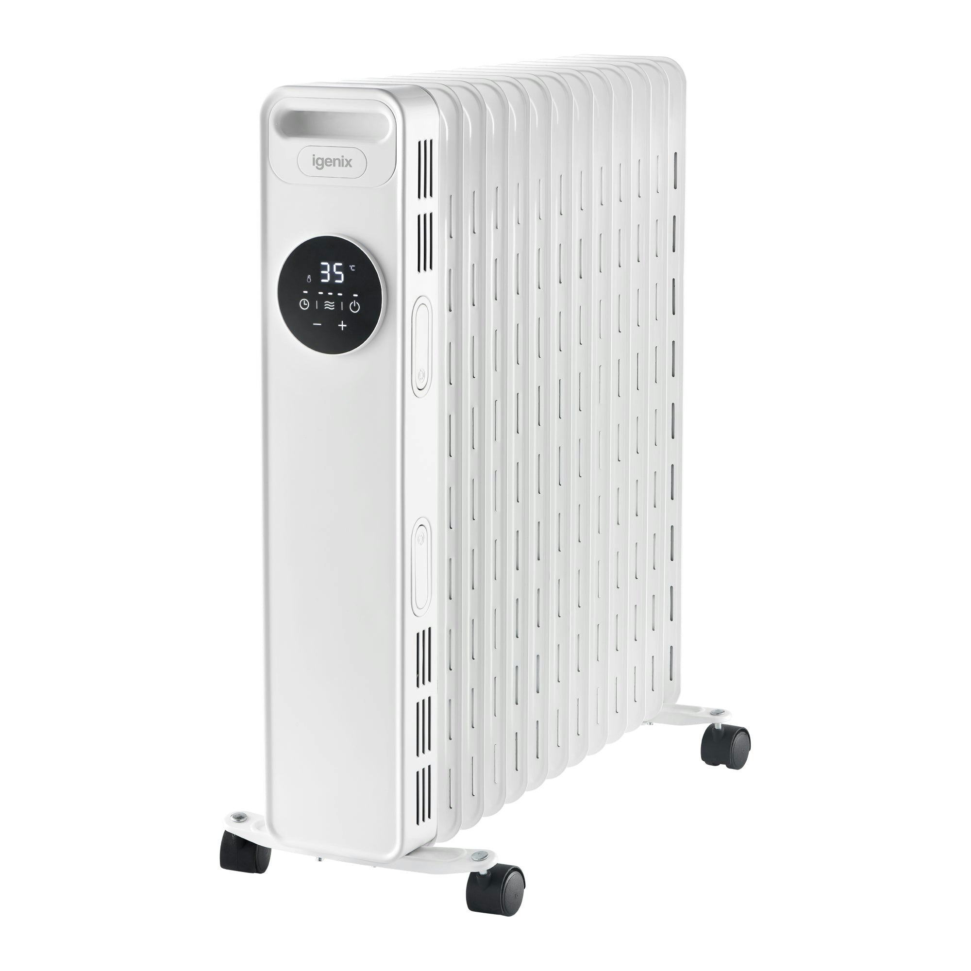 Igenix White Digital Oil Filled Radiator, 2.5Kw/2500W, Overheat Protection,