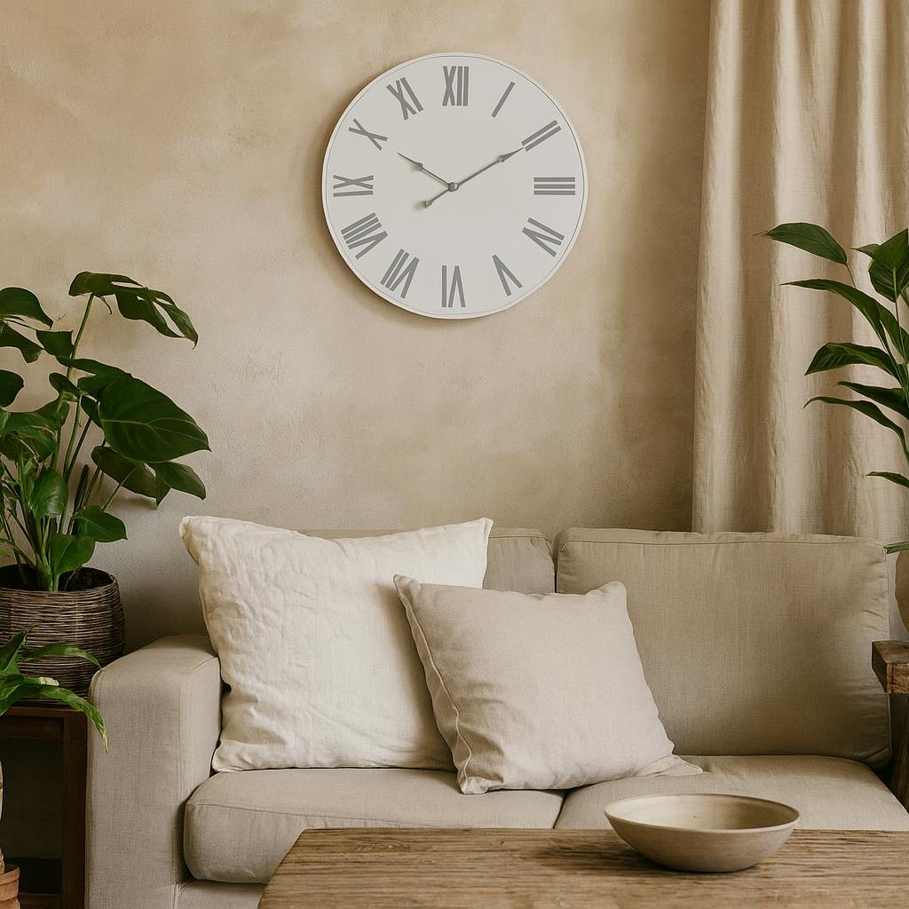 Wyld Haus White/Grey Wall Clock With Roman Numerals