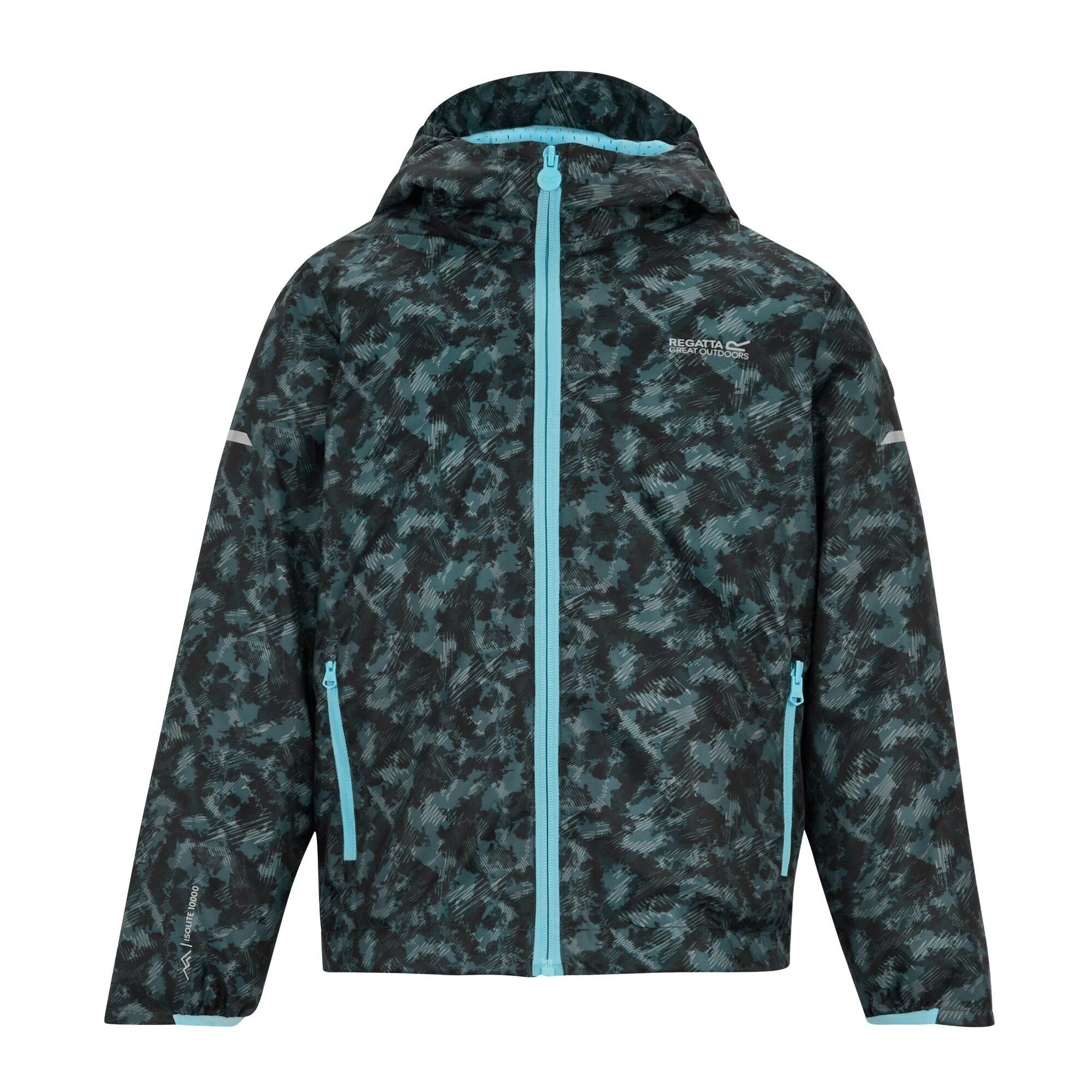 Regatta (13 Years, China Blue) Childrens/Kids Lever Ii Scratched Camo Waterproof Jacket - Image 2