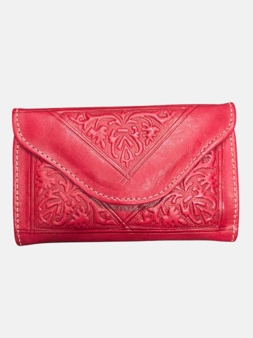 Berber Leather Red Small Leather Tri-Fold Purse
