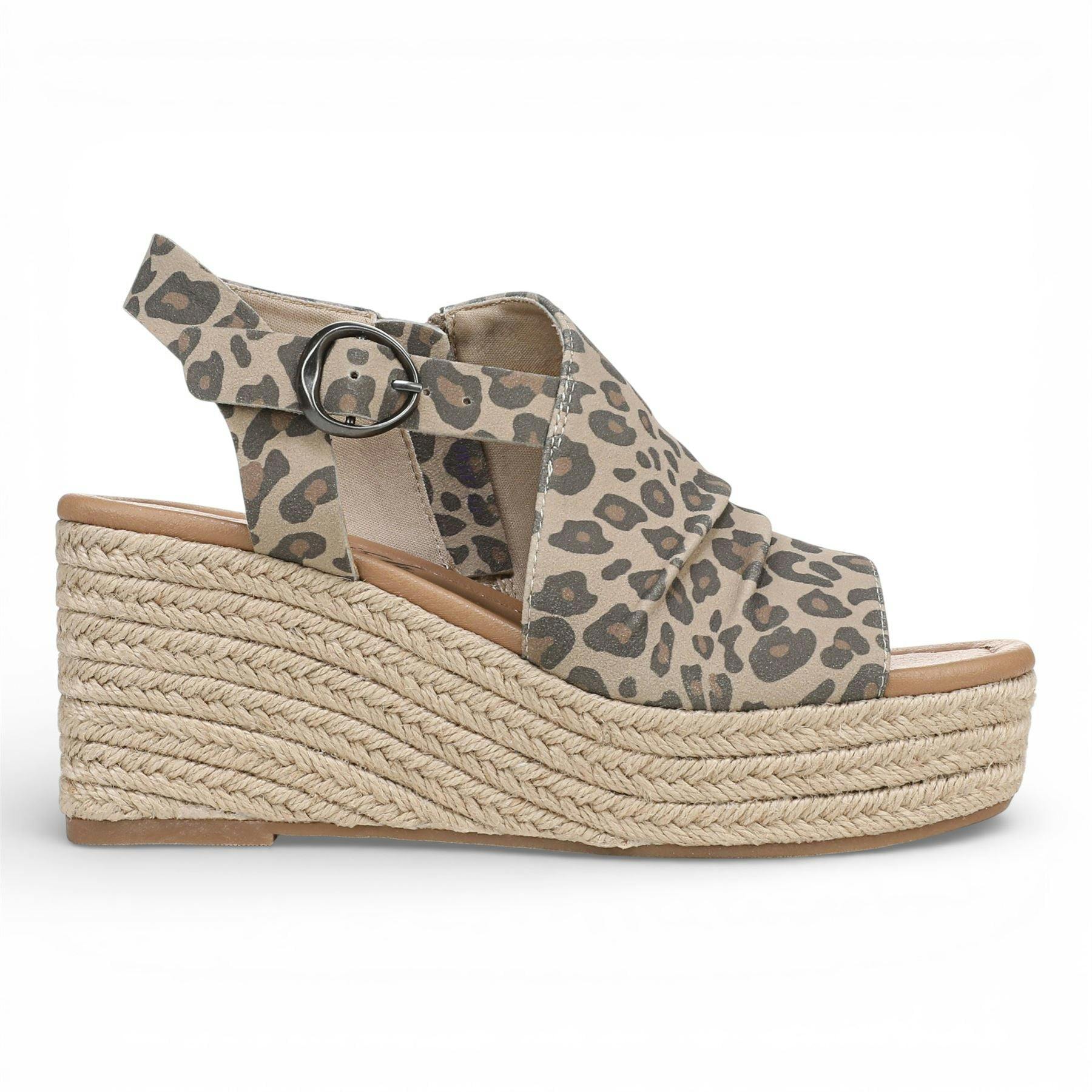 Blowfish Malibu Women's Light Leopard Print Wedge Slingbacks Heel Sandals - Amira - Leopard - Uk 7 | Eu 40 | Us 9.5