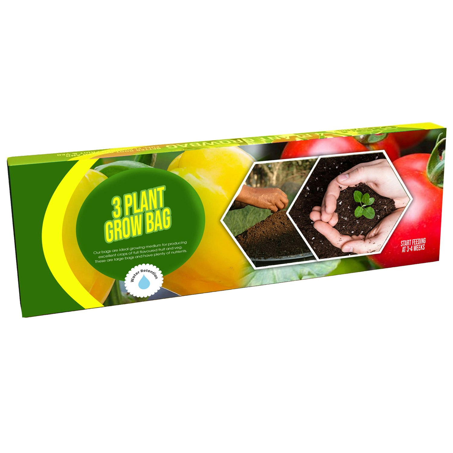 Rackhams 3 Plant Grow Bags With Balanced Nutrients For Fruit & Veg - 1 Bag (24 Litres)