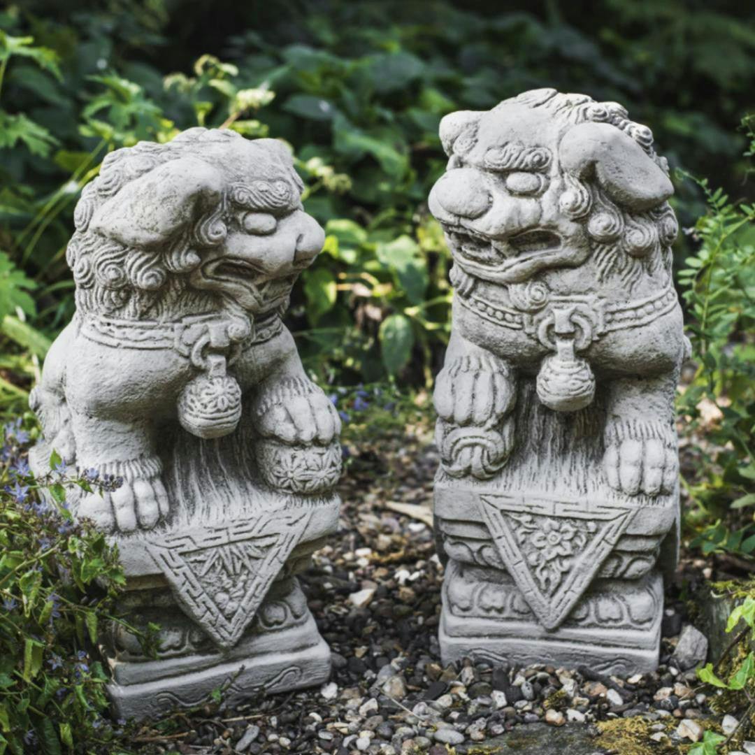 Rackhams Pair Of Medium Chinese Foo Dogs Statues