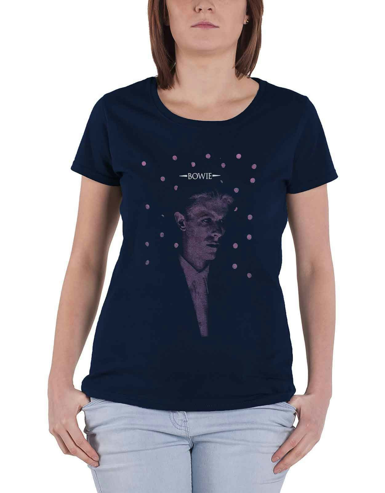 Paradiso Clothing Women's Blue David Bowie Dots Skinny Fit T Shirt - Xxl