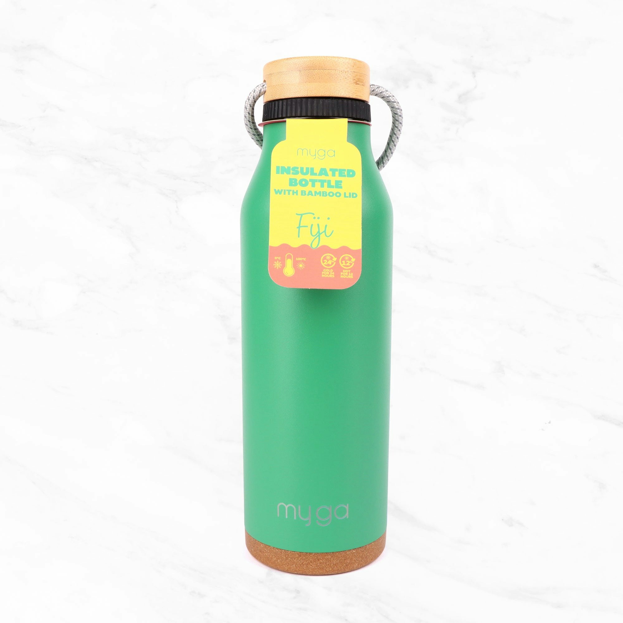 Rackhams Green Fiji Insulated Water Bottle With Bamboo Lid