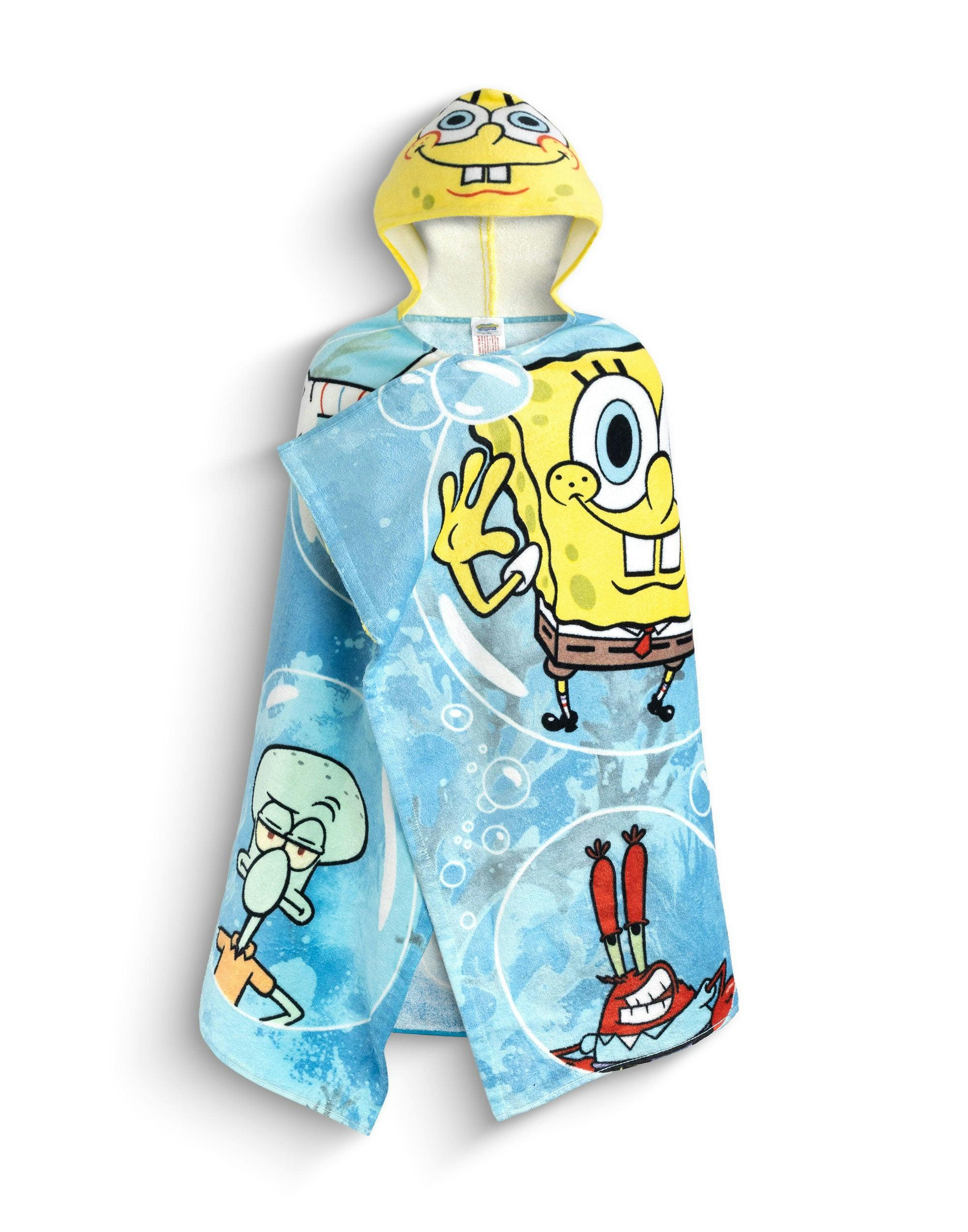Vanilla Underground Boys Blue Spongebob Squarepants Multi Character Poncho Towel (One Size)