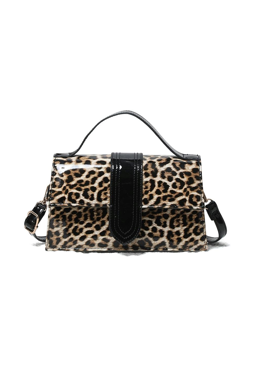 Pluspup Animal Print Top Handle Crossbody Bag With Flap Closure - Camel