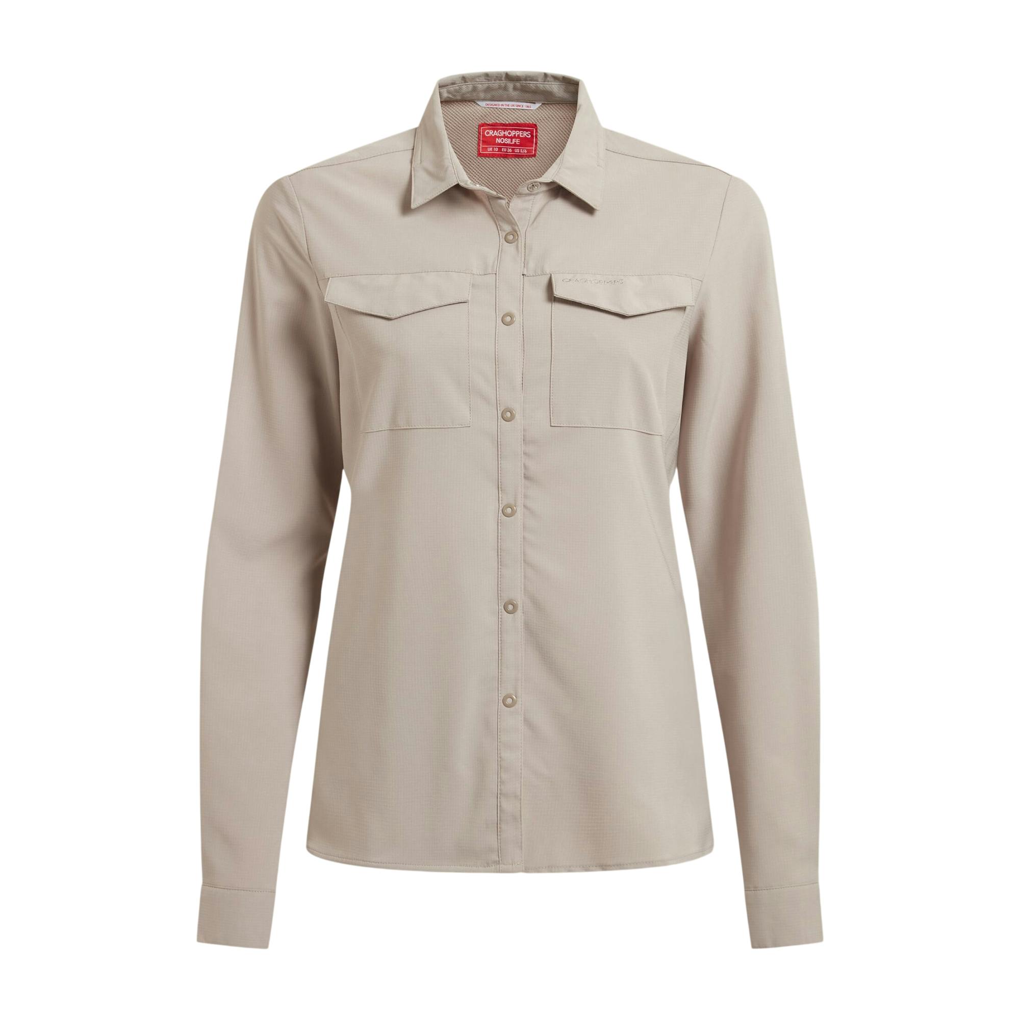 Craghoppers Women's Nosilife Pro Iii Nosilife Long-Sleeved Shirt - Soft Mushroom - 16 Uk - Soft Mushroom - 100% Mixed
