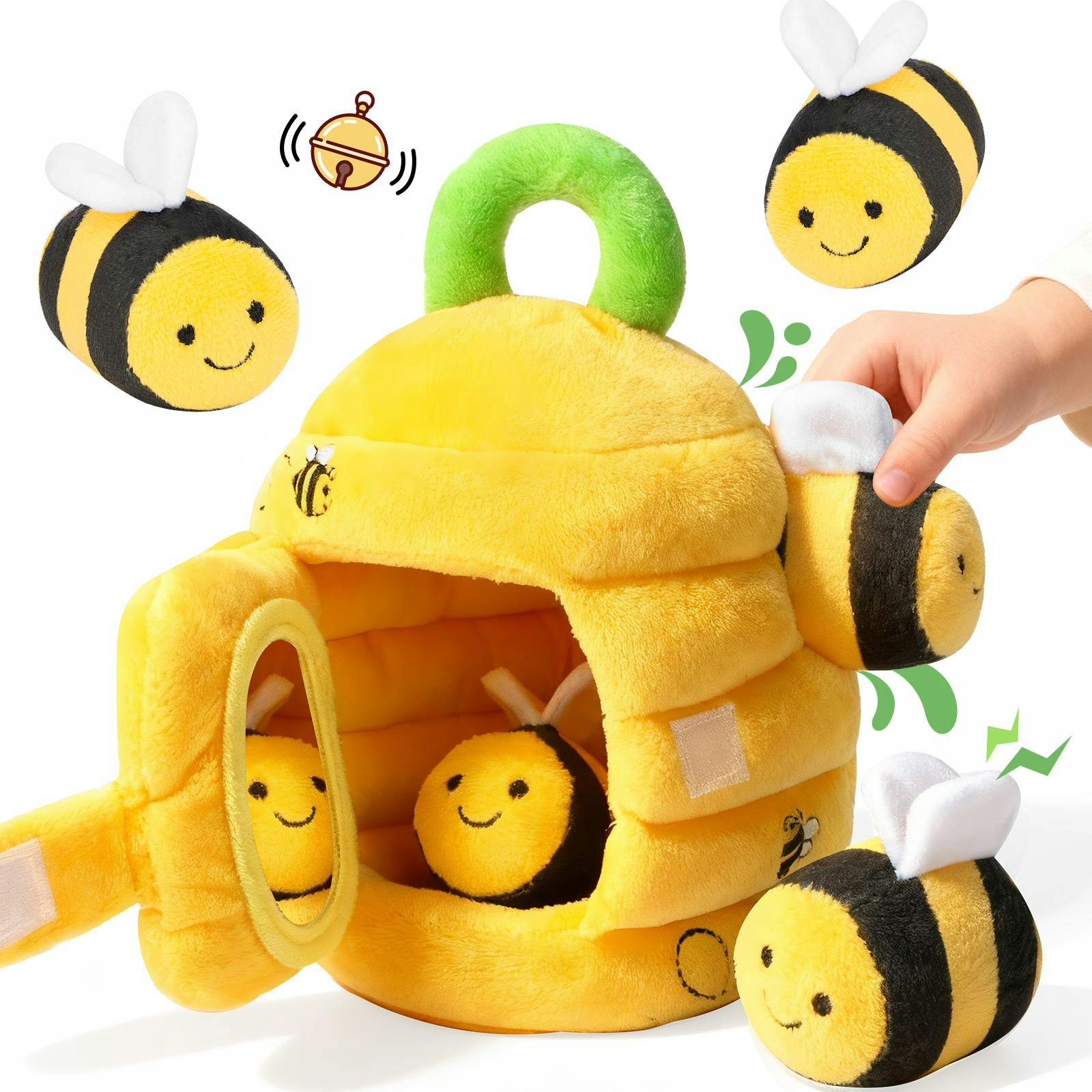Deao Toys Deao My First Honeybee Soft Plush Playset – Interactive Hide & Seek Beehive Sensory Toy For Babies & Toddlers, Early Learning Gift