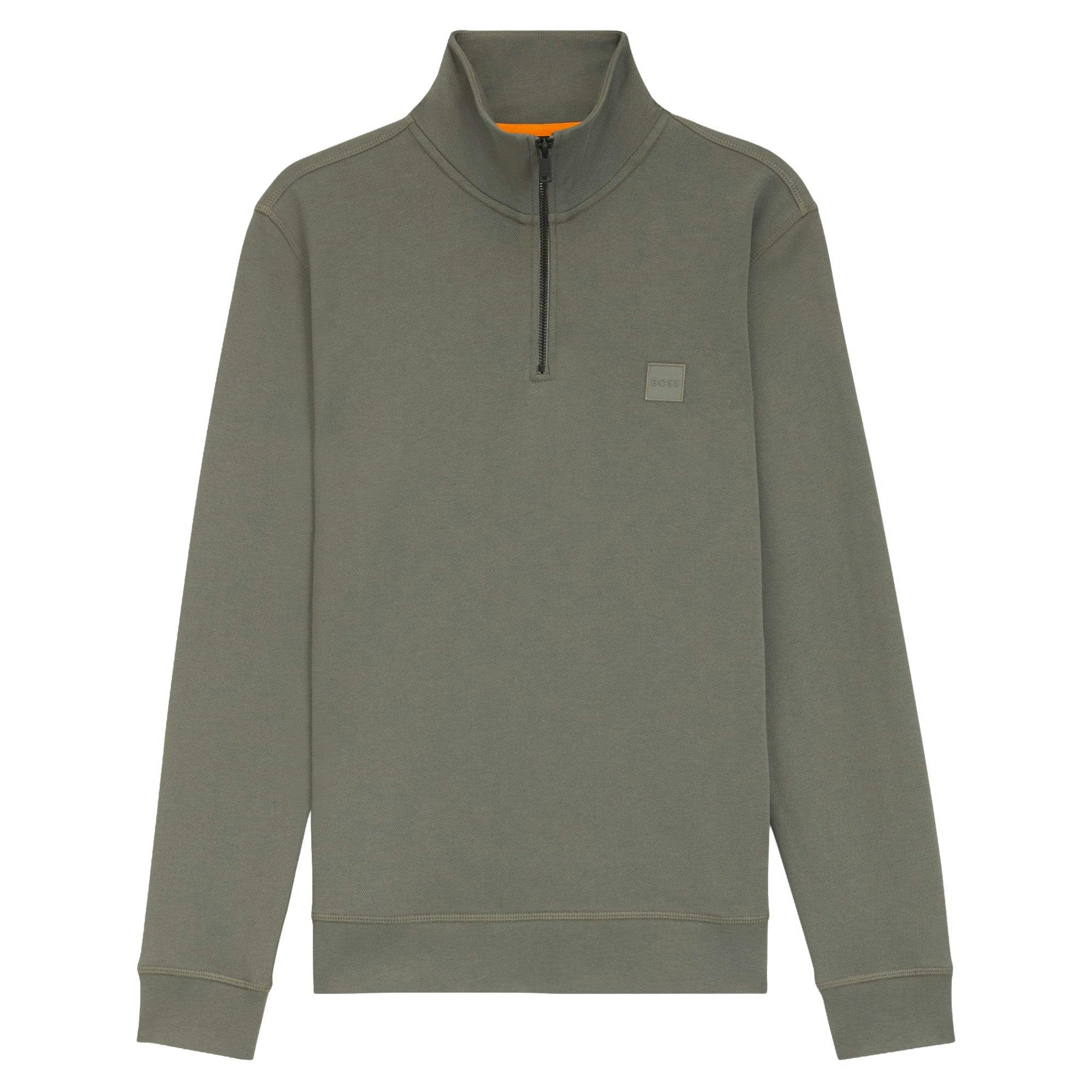 Boss Men's Grey/Green Zetrust 1/4 Zip Sweat - Small