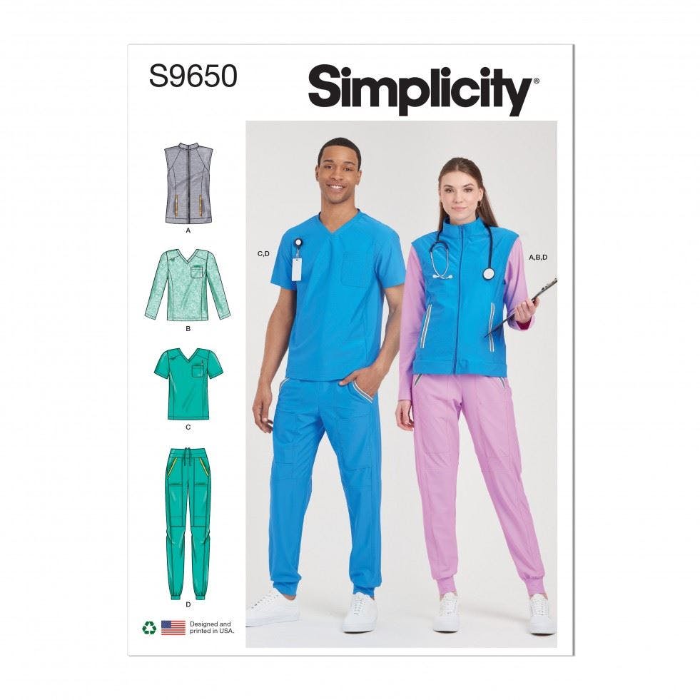 Simplicity Men's Sewing Pattern 9650, Tops, Trousers For Wo, A (Xxs-Xs-S-M-L-Xl-Xxl) - Intermediate - A (Xxs-Xs-S-M-L-Xl-Xxl)
