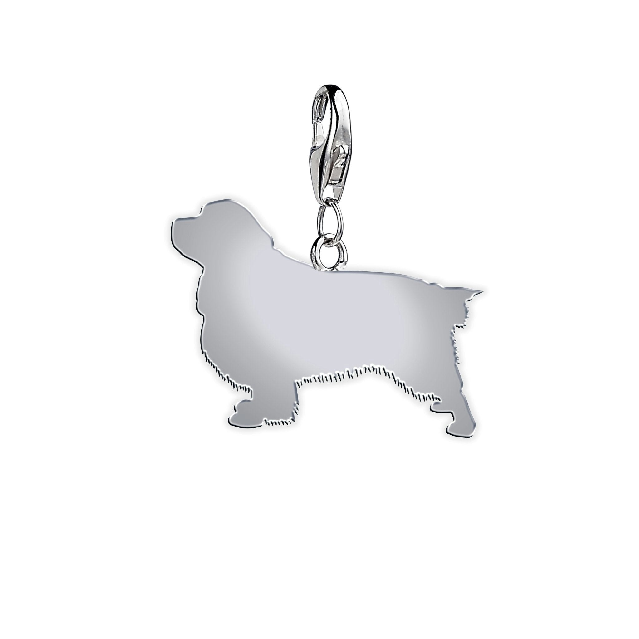 Mylee London Silver Clumber Spaniel Silhouette Charm - No - Clip On Charm