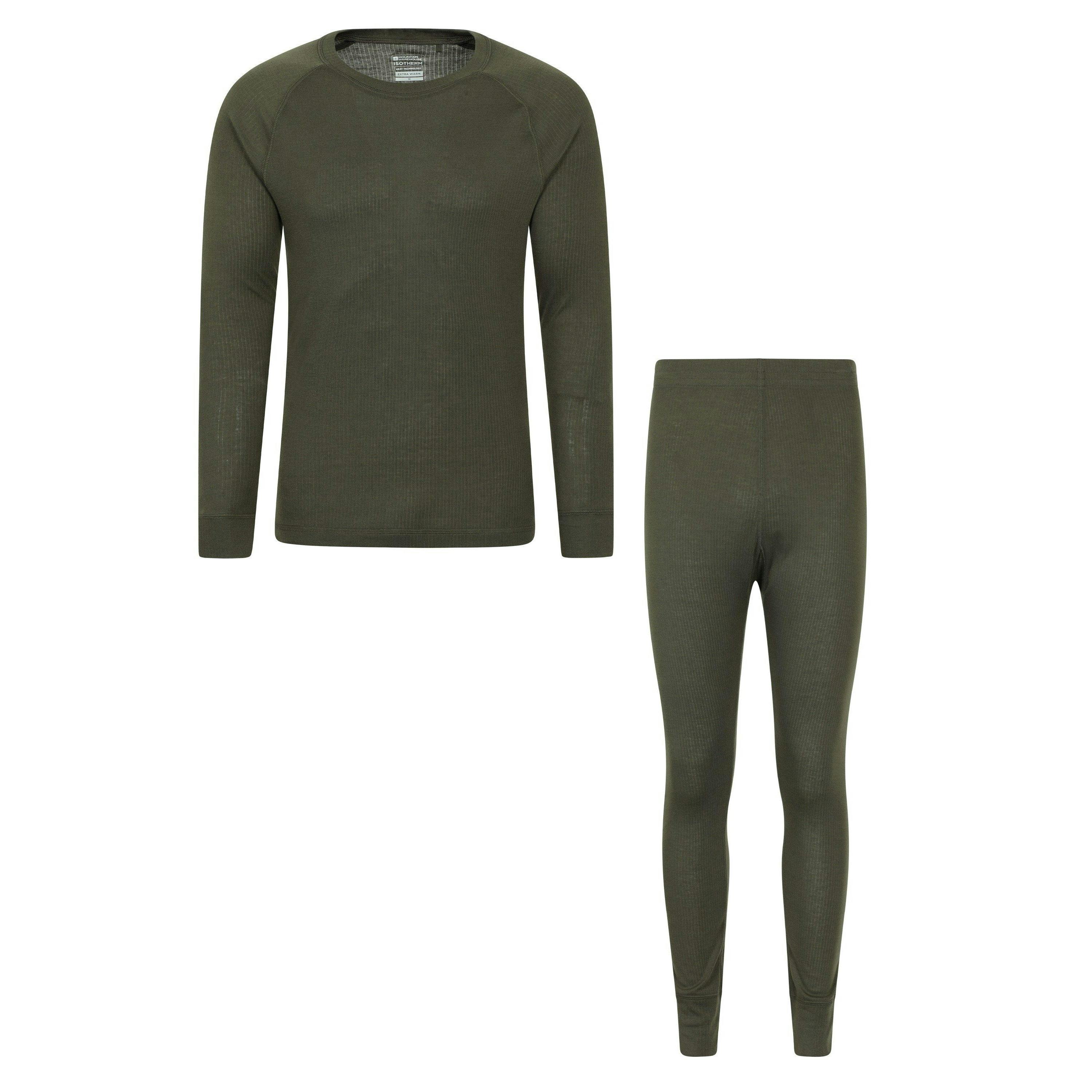 Mountain Warehouse Men's Green Talus Thermal Base Layer Set - Khaki - Xxl - Khaki - 100% Polyester