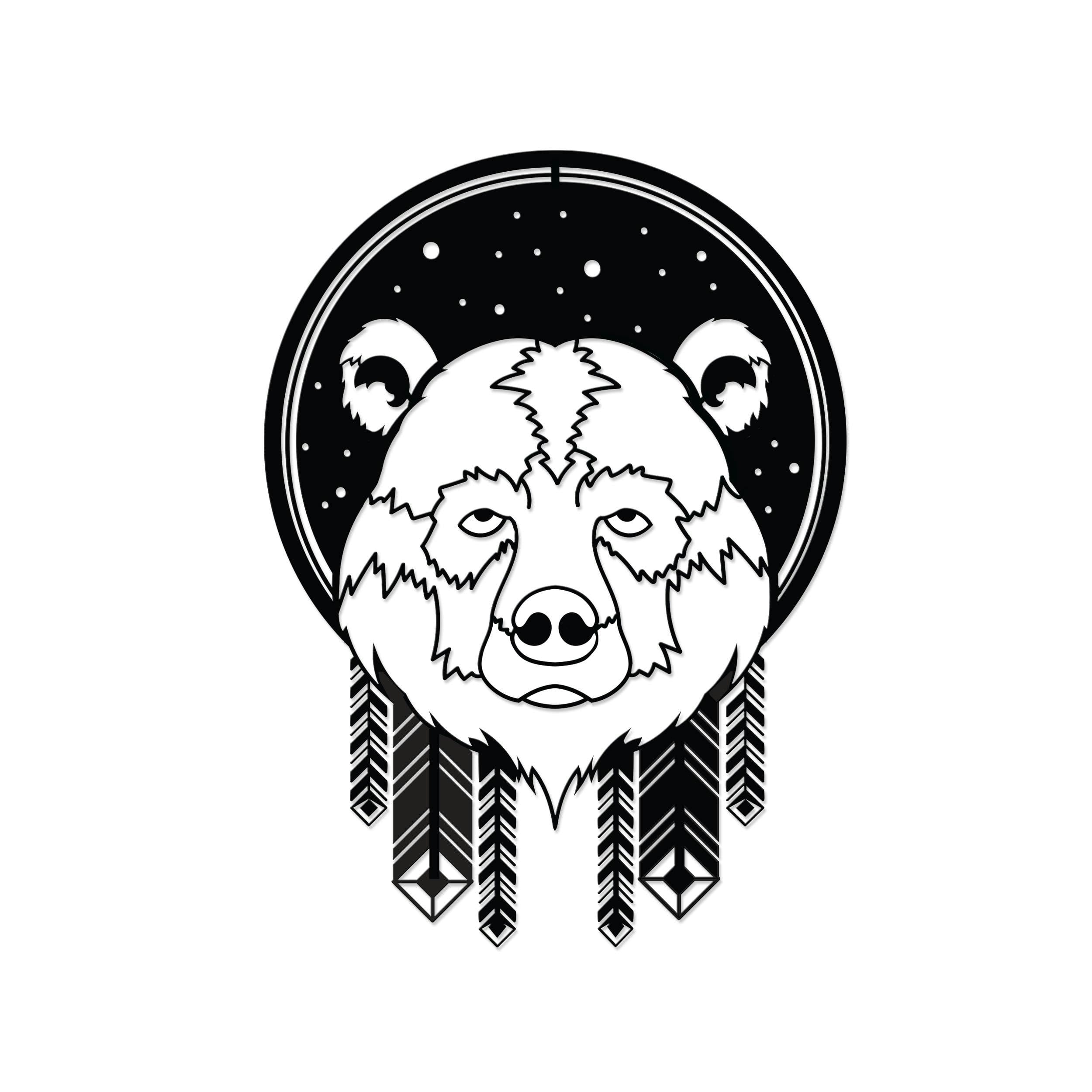 Decortie Black Modern Metal Wall Art Bear Theme Home Ornament Decorative Minimalist Design Hanging Wall Sculpture, - Metal