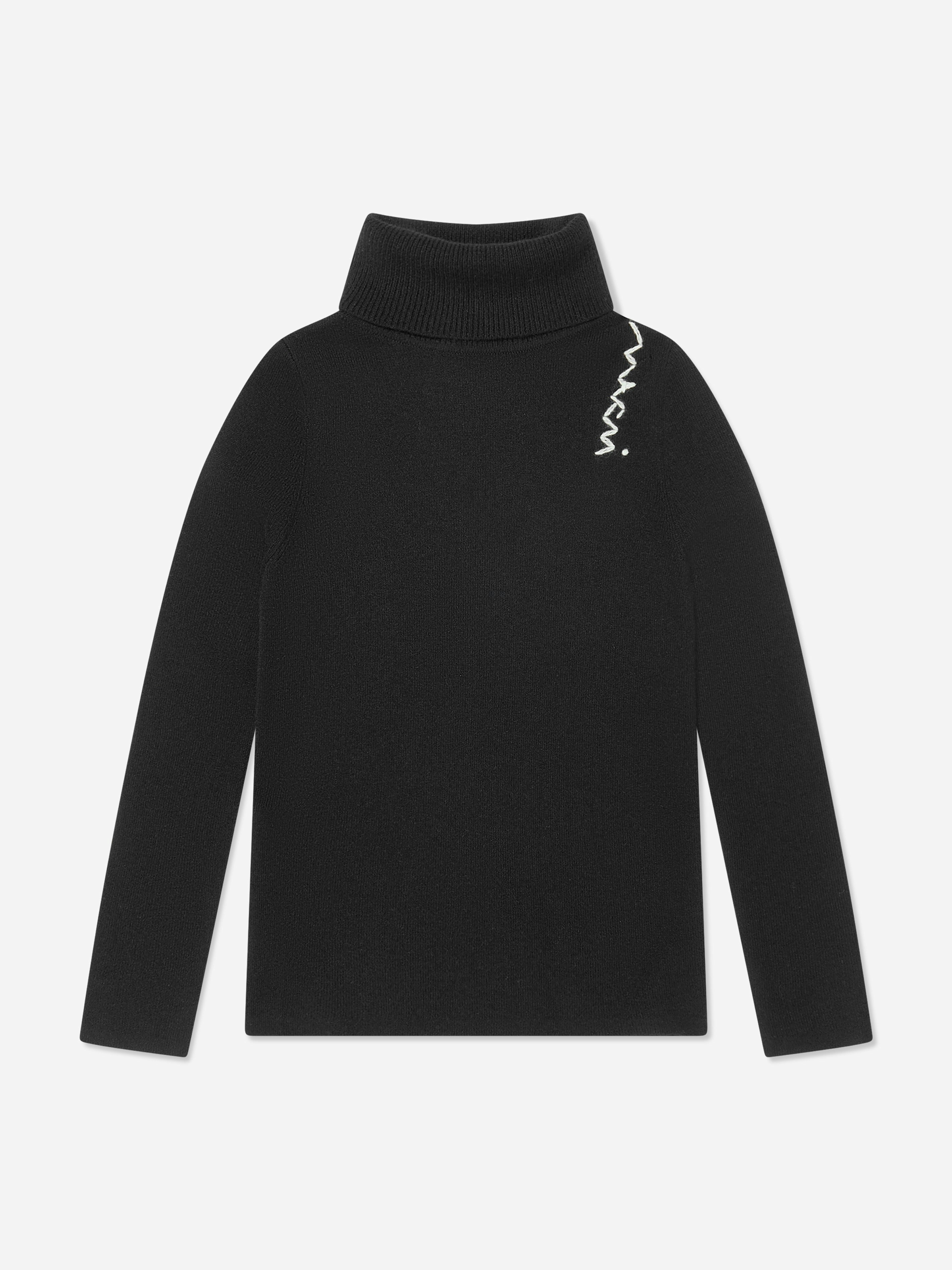 Marni Kids Girls Black Marni Wool High Neck Jumper In - 6 Yrs