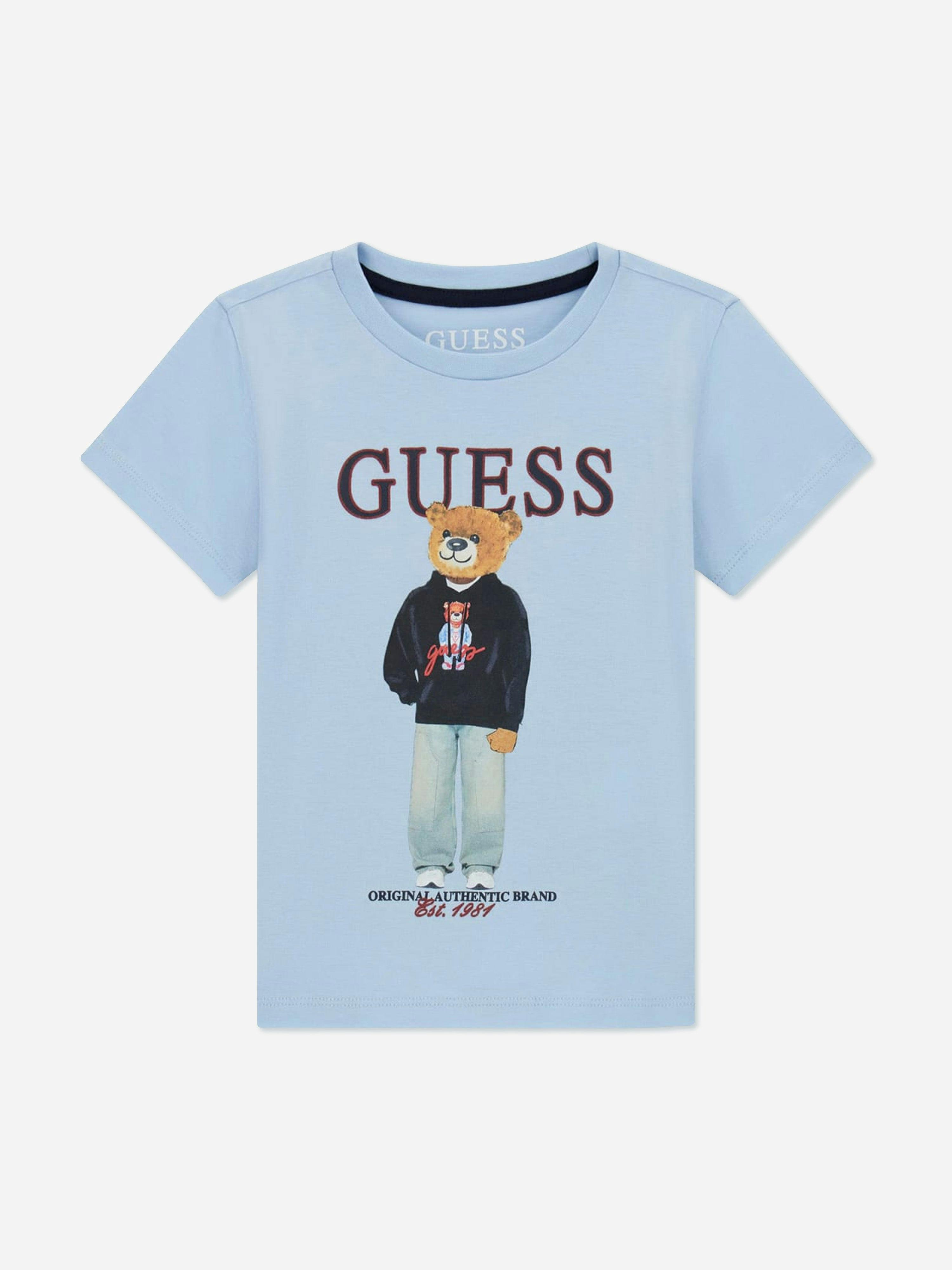 Guess Boys Blue Bear Logo T-Shirt In - 24 Months
