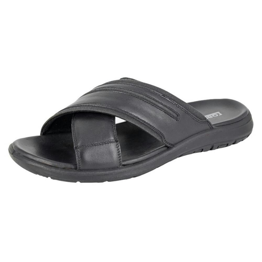 Roamers Men's Black Nubuck Crossover Strap Mules - 10 Uk - 30% Suede/30% Pu/20% Nubuck/20% Microfiber