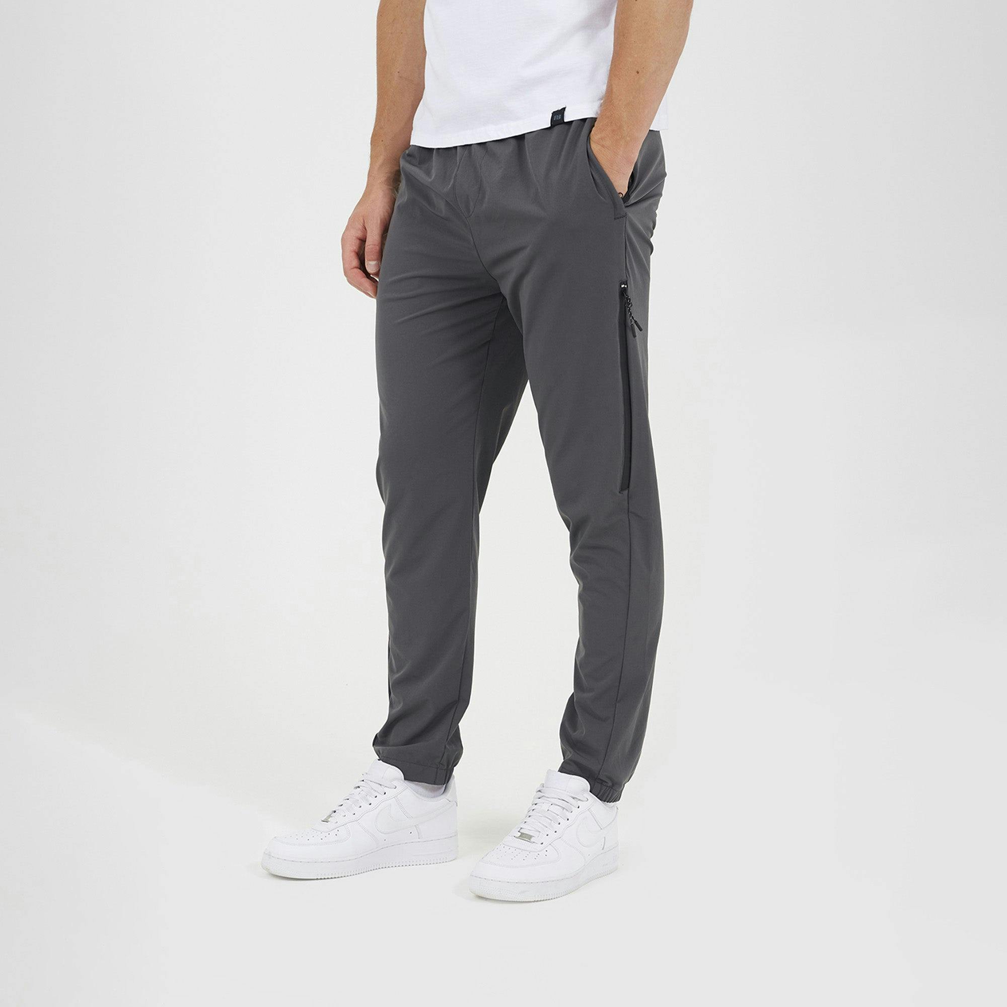Brave Soul Dark/Grey Straight Leg Elasticated Waist Trousers - Xl