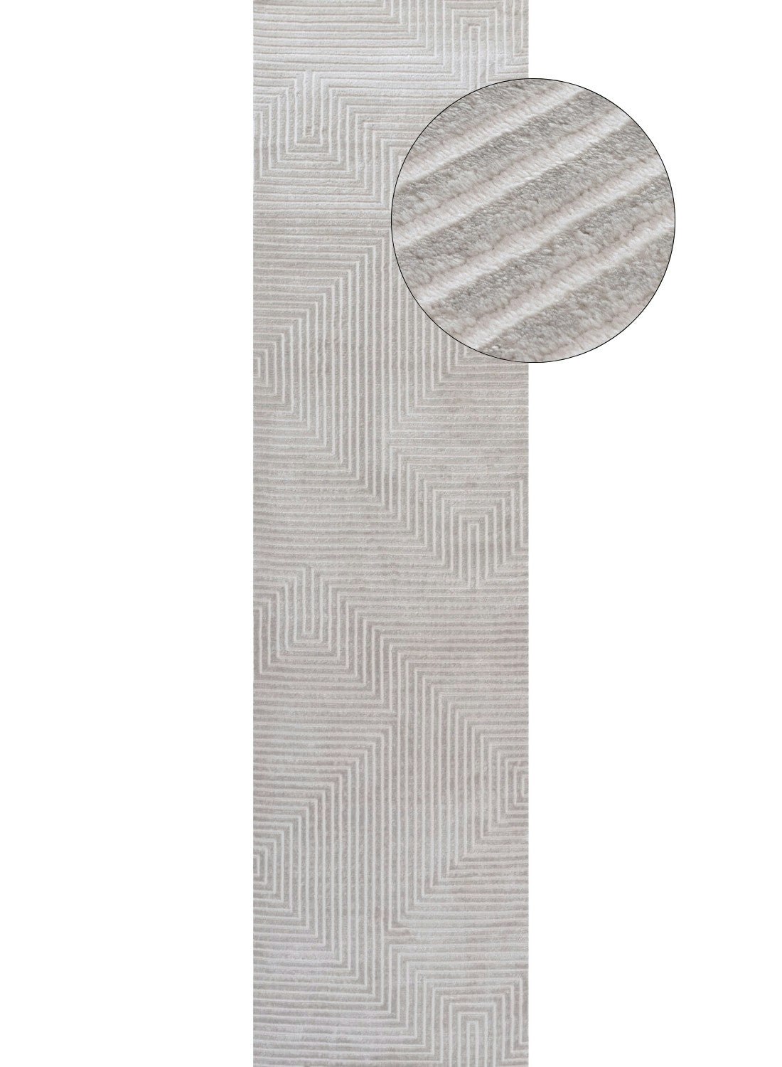 Rackhams Grey/Cream Carmel - Geometric Rug | 6050 - 80X300 Cm