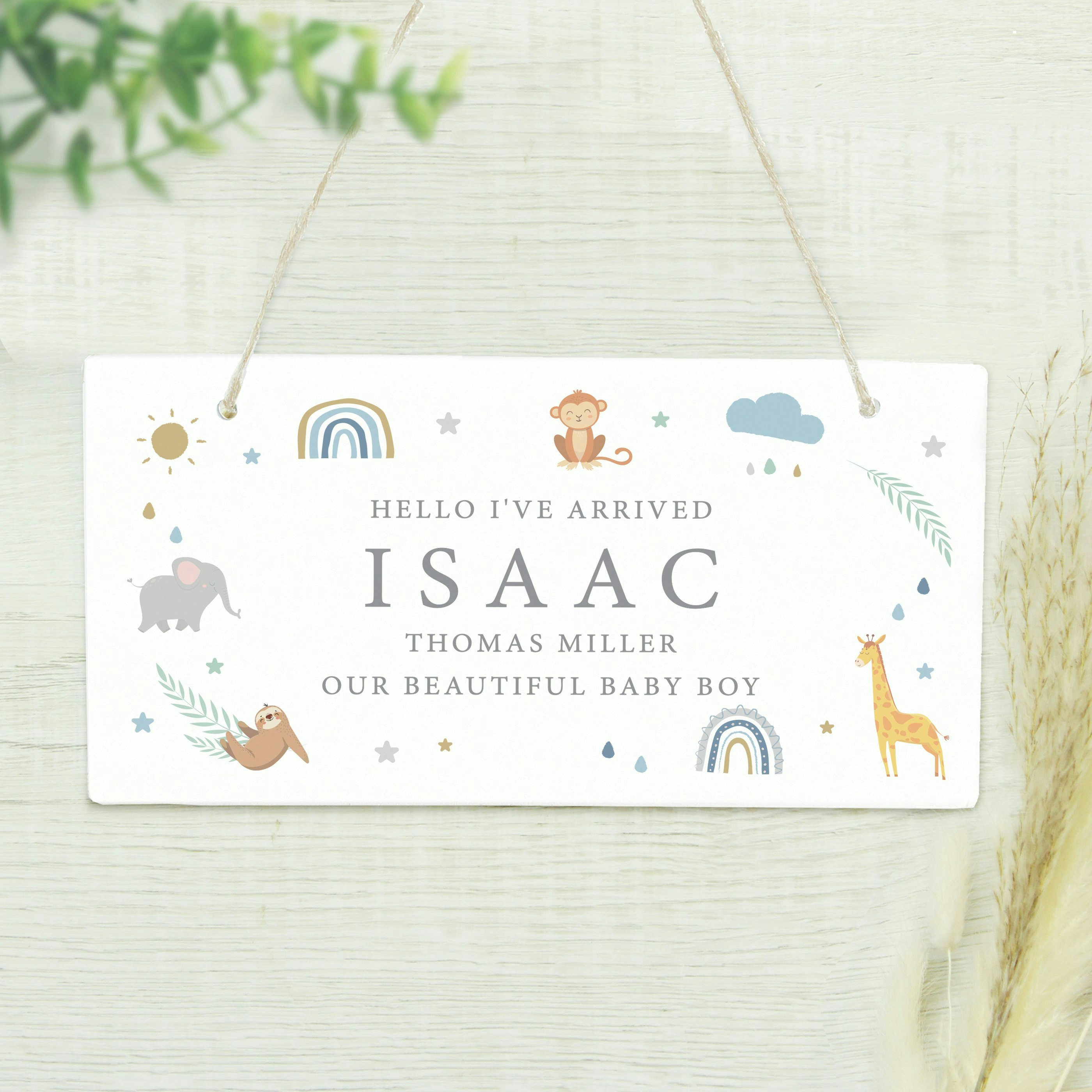 Personalised Memento Company Personalised Safari Animals Wooden Sign