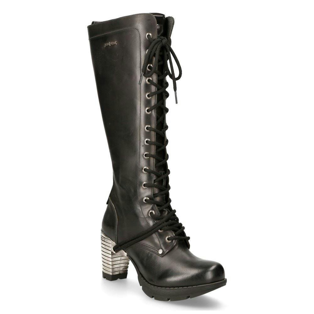 New Rock Women's Black M-Tr005-S1 Knee High Gothic High-Heeled Boots - Uk 9 | Eu 43 | Us 10.5