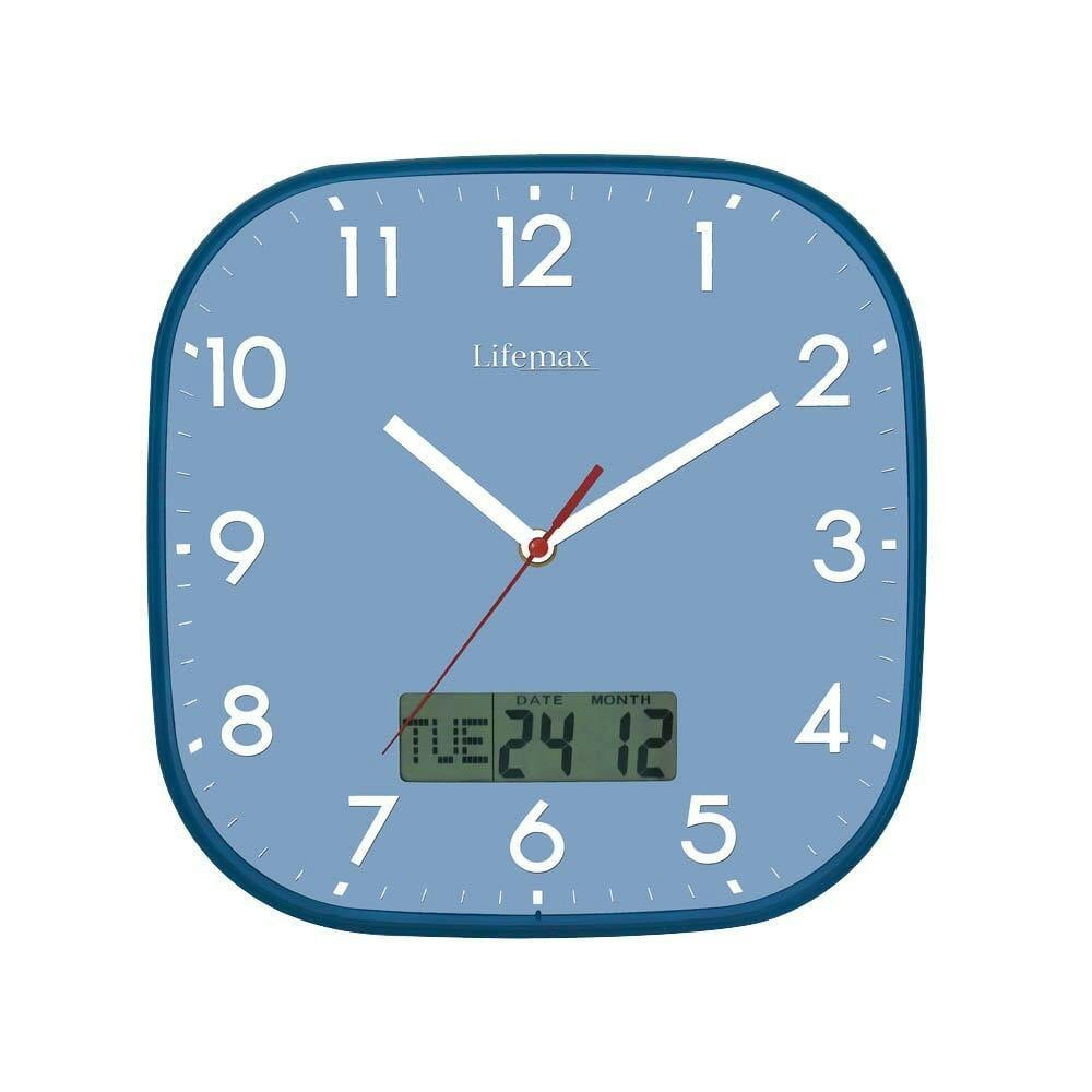 Rackhams Blue Day Date Wall Clock (Blue)