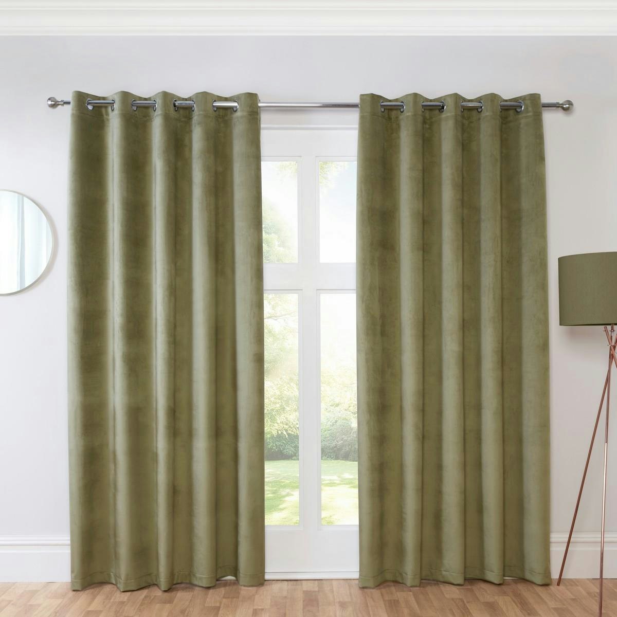 Sundour Green Casa Eyelet Ready Made Eyelet Curtains - 90X72" - Curtains