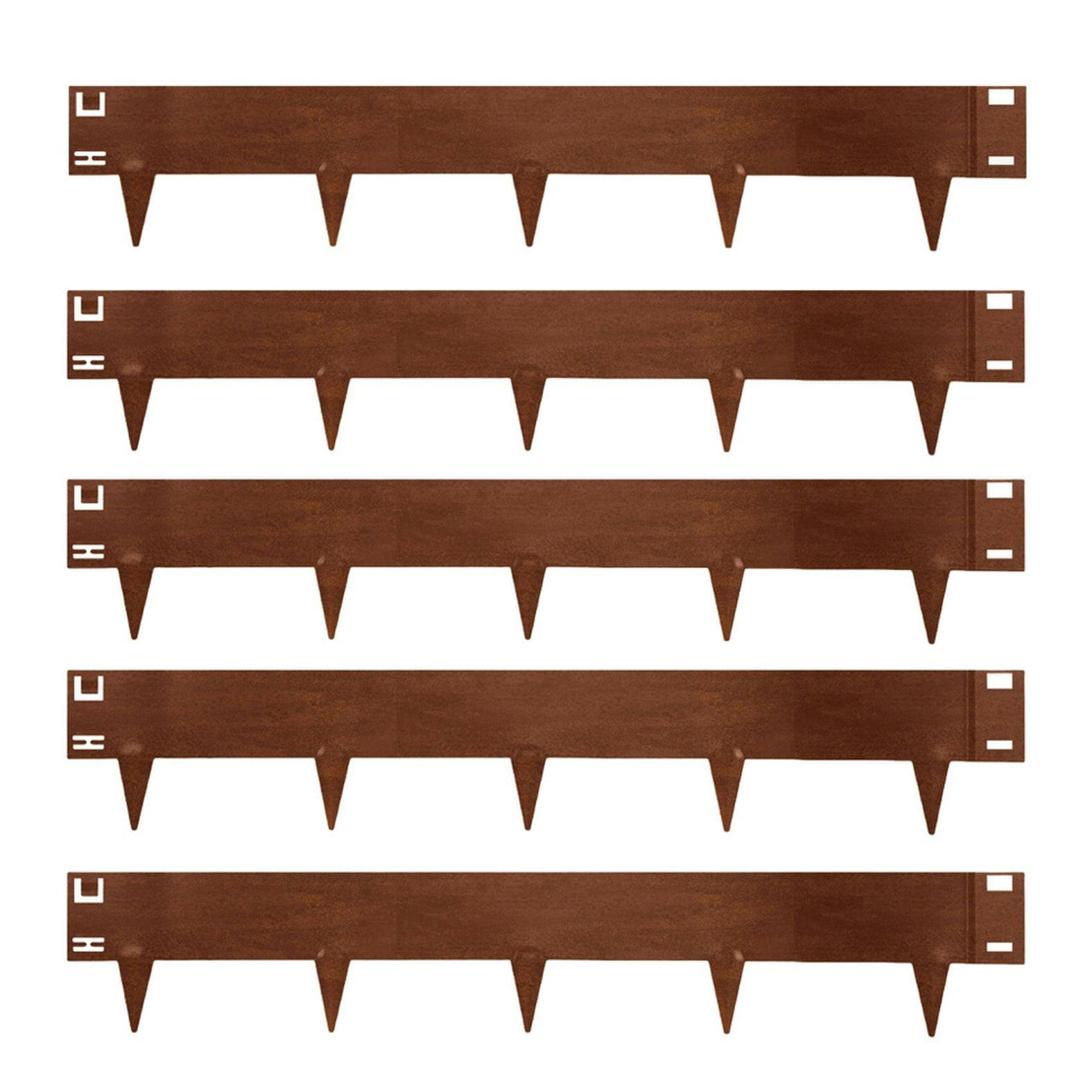 Rackhams Anthracite/Grey Metal Lawn Edging Garden Border - 5 Pieces - Rust - 15Cm
